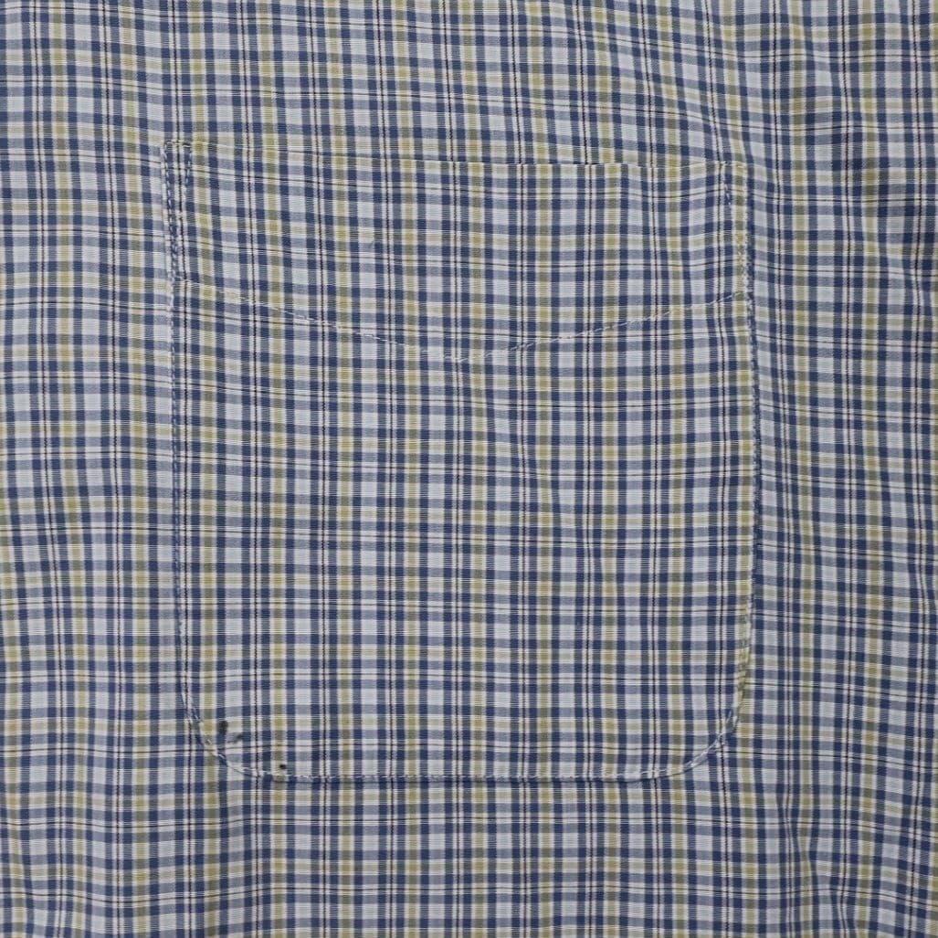 Haggar EZ'S Button Up Men Large Blue Good Plaid Short Sleeve Casual Shirt - Thumbnail 4