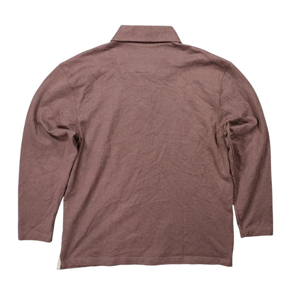 Junction West Long Sleeve Polo Mens XL Brown Excellent Vintage Herringbone Knit - Thumbnail 2