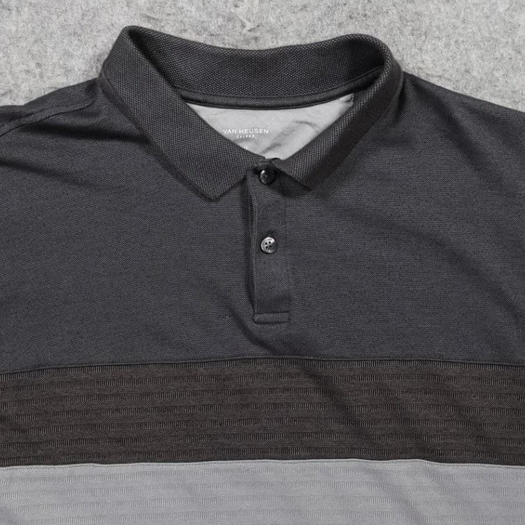 Van Heusen Polo Shirt Mens XL Gray Excellent Colorblock Short Sleeve 1500-051226 - Thumbnail 3