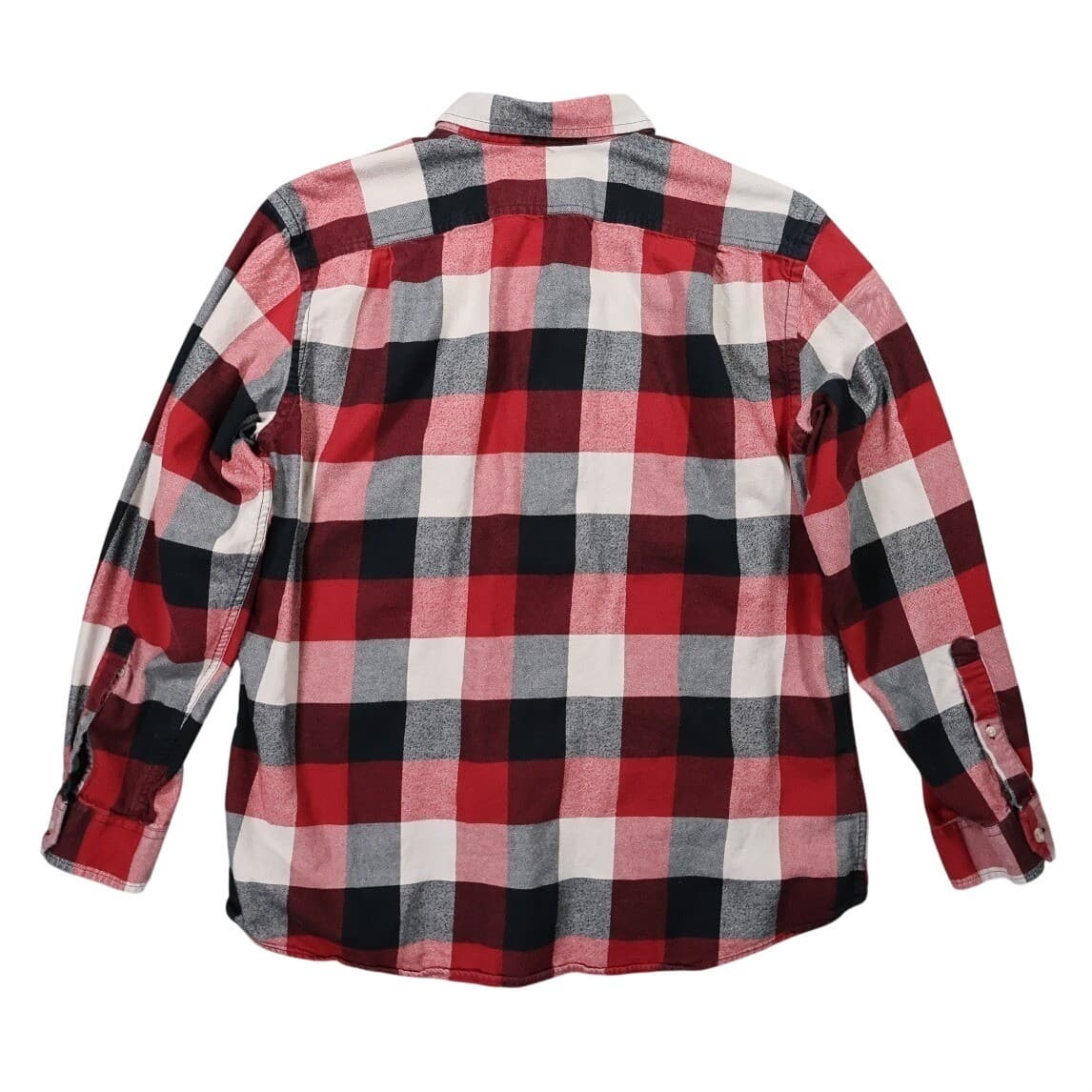 Eddie Bauer Flannel Button Up Mens L Red Excellent Plaid Relaxed Fit Cotton - Thumbnail 3