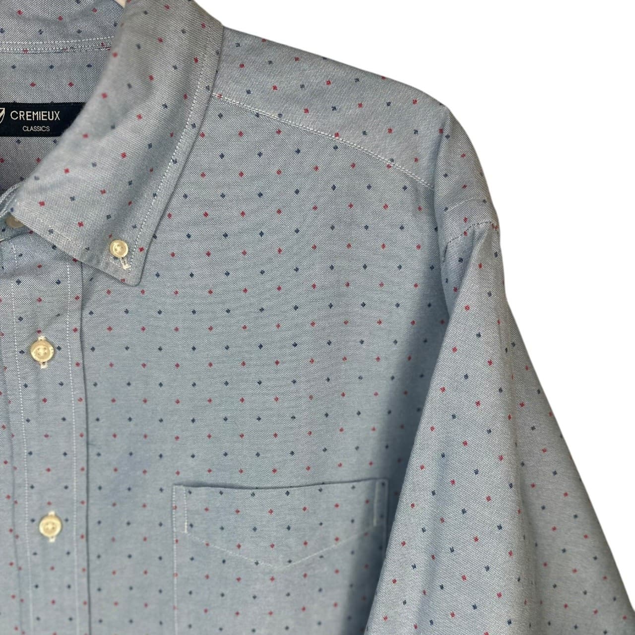 CREMIEUX CLASSICS Mens XL Blue Dotted Button Down Long Sleeve Shirt - Thumbnail 5