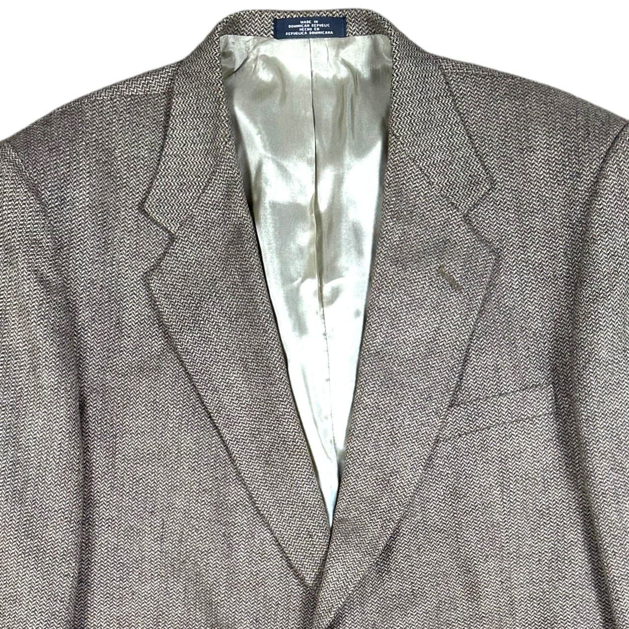 Towncraft Men's 46R Blazer Jacket Brown Herringbone Wool Silk Blend Two Button - Thumbnail 4