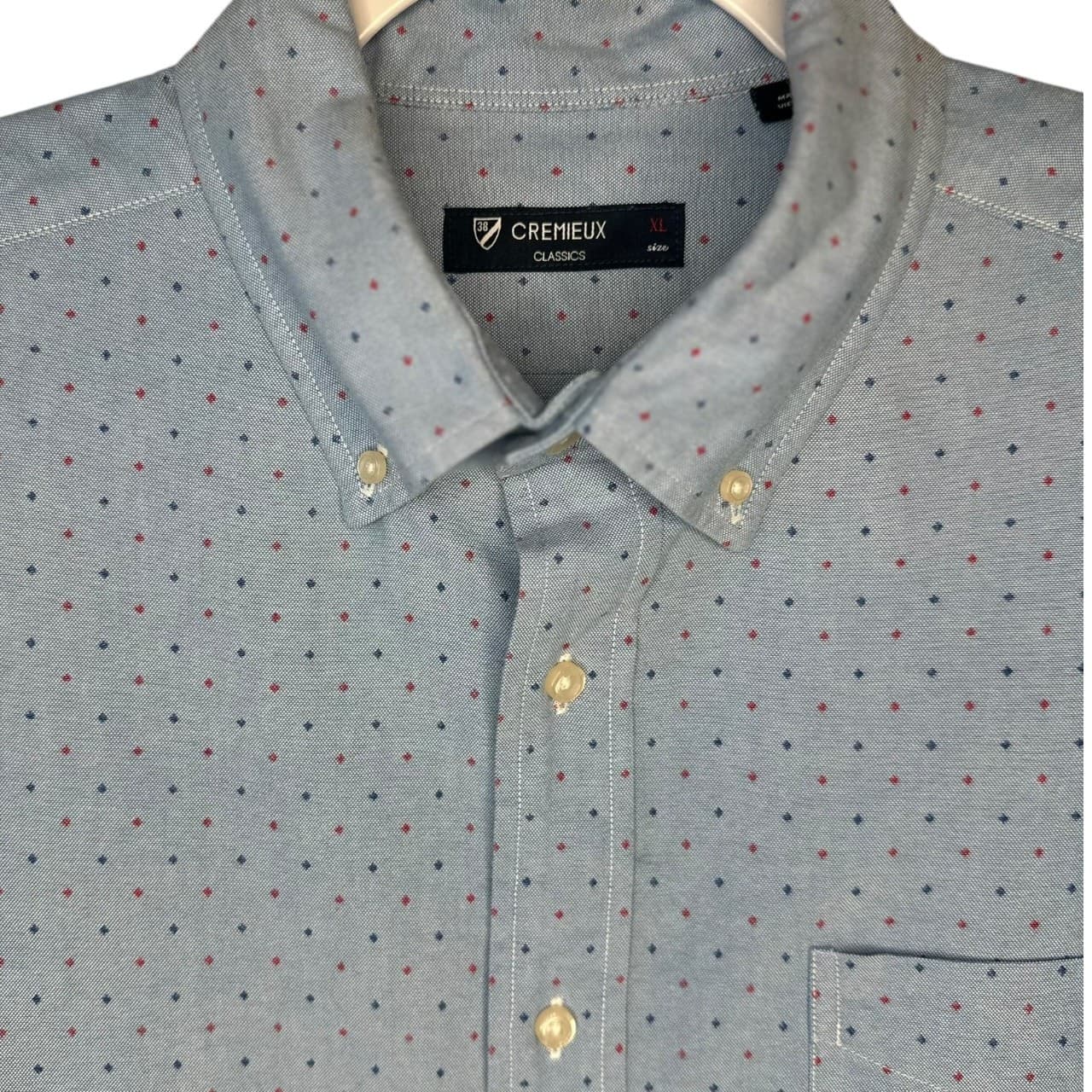 CREMIEUX CLASSICS Mens XL Blue Dotted Button Down Long Sleeve Shirt - Thumbnail 4