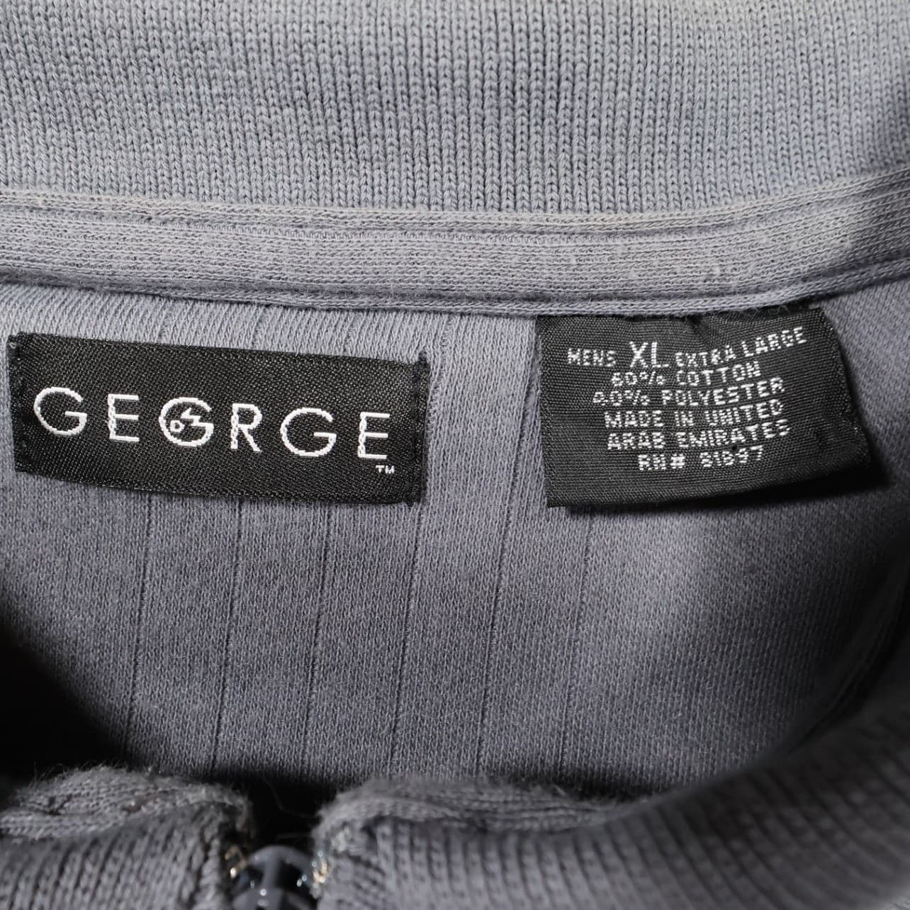 George Quarter Zip Polo Mens XL Gray Excellent Short Sleeve Ribbed Texture - Thumbnail 4