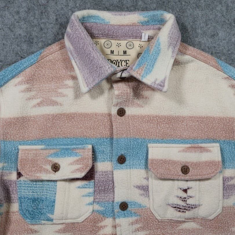 Royce Fleece Shirt Jacket Mens M Multicolor Excellent Southwestern Aztec Print - Thumbnail 3