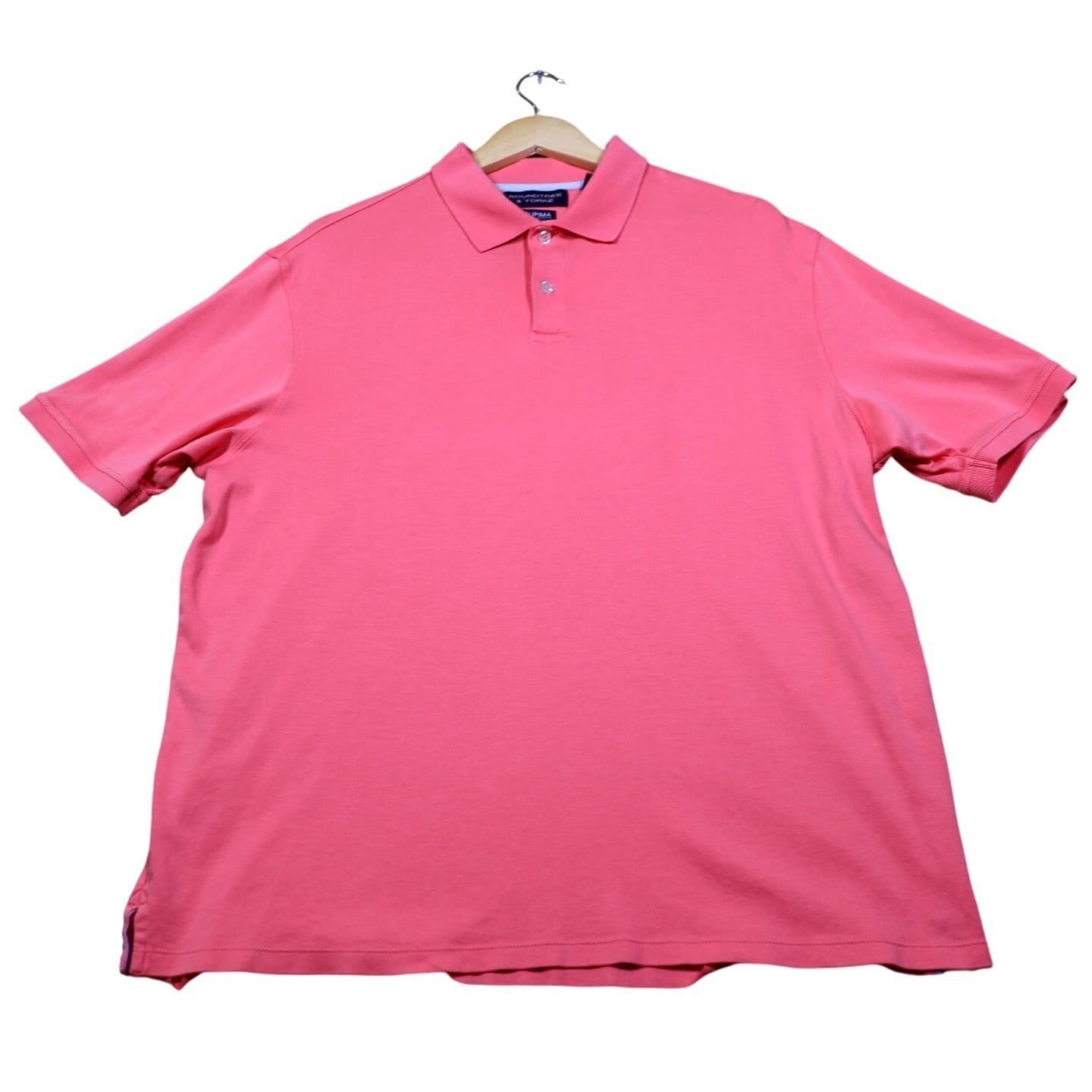 Roundtree & Yorke Men's Coral Pink Supima Cotton Short Sleeve Polo Shirt Size L - Thumbnail 5