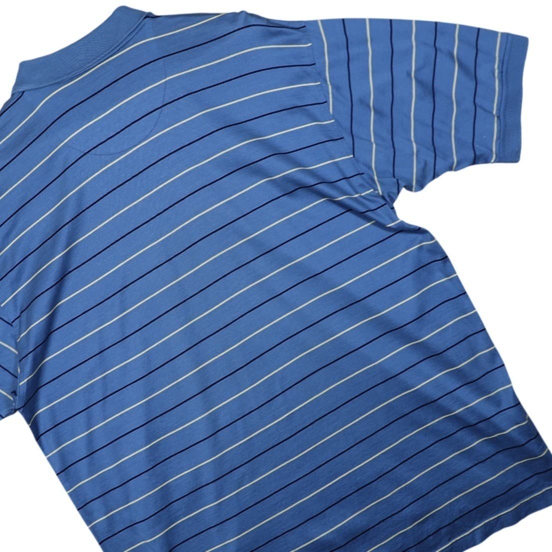 IZOD Mens Premium Cotton Blue Striped Short Sleeve Polo Shirt Size L - Thumbnail 2