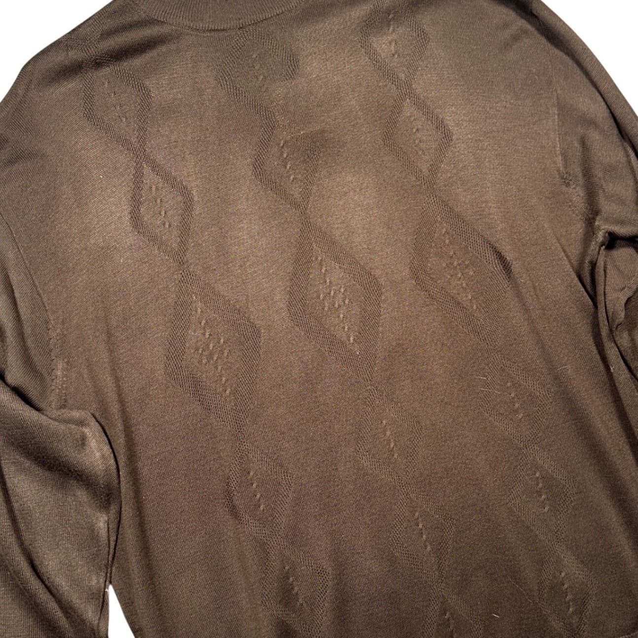Trust Mock Neck Sweater Mens XL Brown New Diamond Textured Knit BS066 - Thumbnail 6