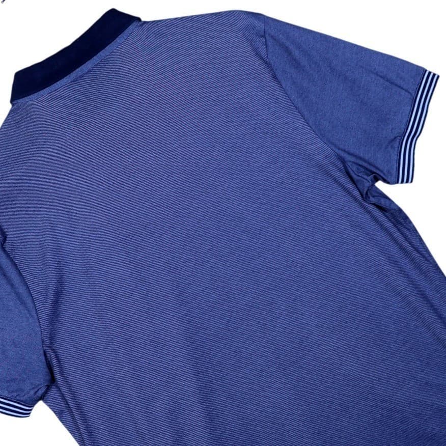 Perry Ellis Mens Polo Shirt Blue Stripe Short Sleeve Button Up Size Large - Thumbnail 2
