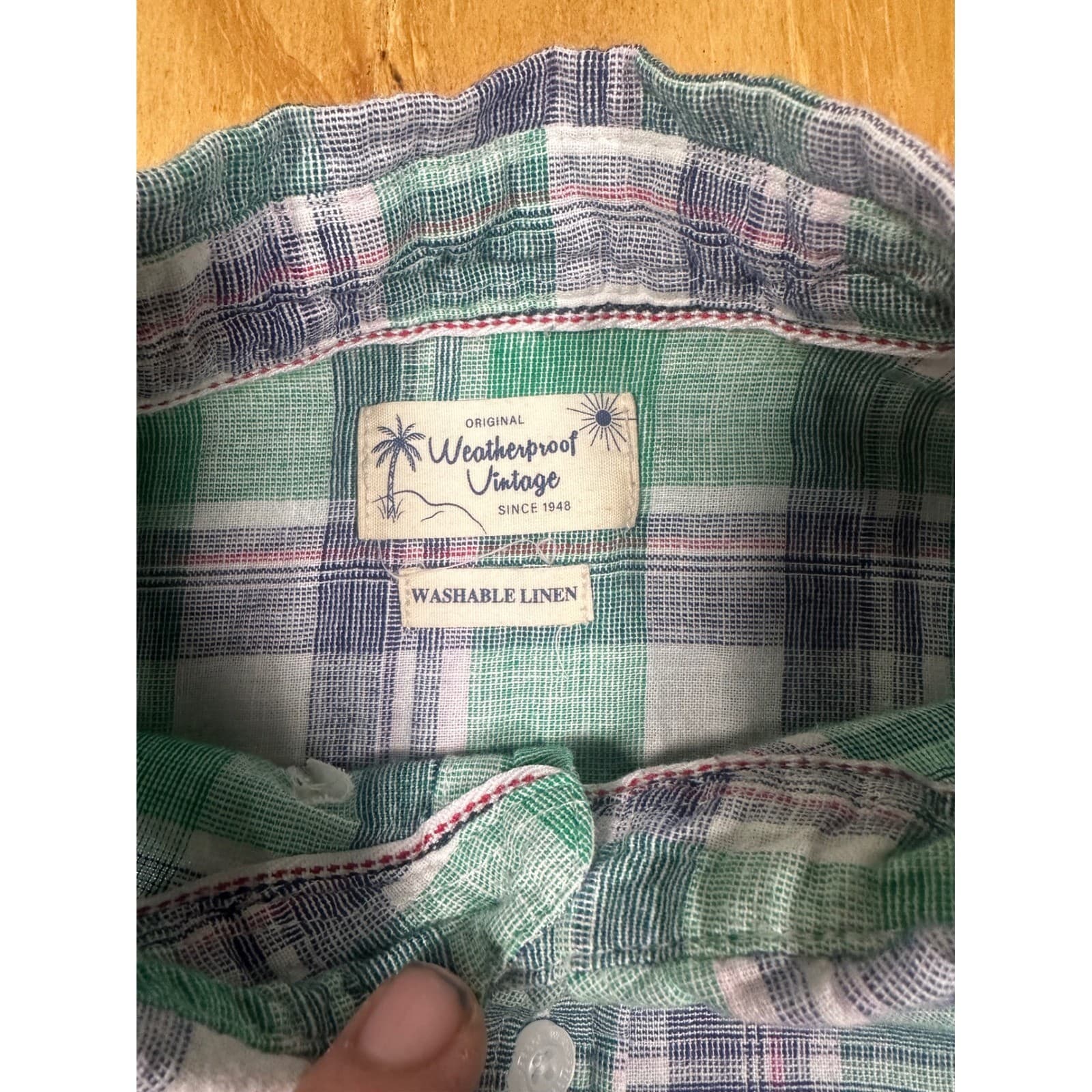 Weatherproof Vintage Mens Plaid Short Sleeve Linen Button Up Shirt Size Large - Thumbnail 6