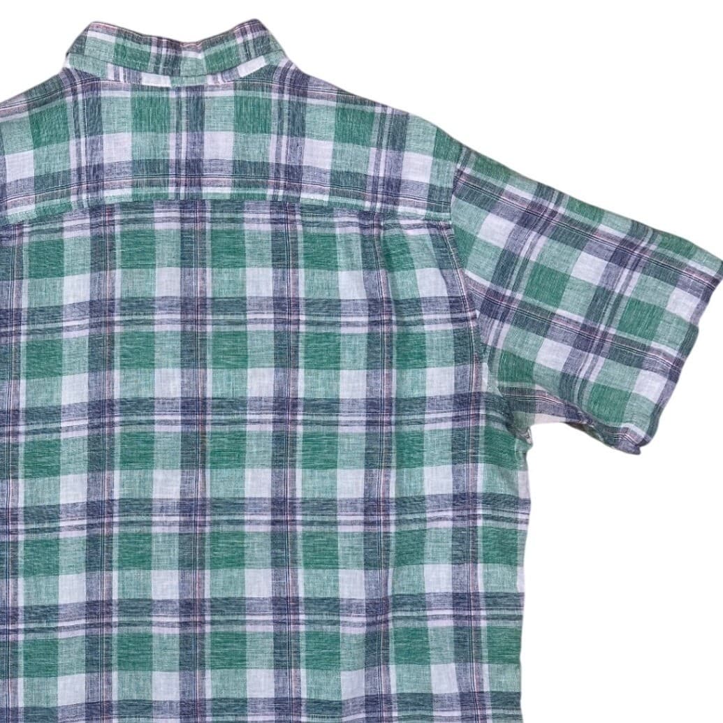Weatherproof Vintage Mens Plaid Short Sleeve Linen Button Up Shirt Size Large - Thumbnail 4