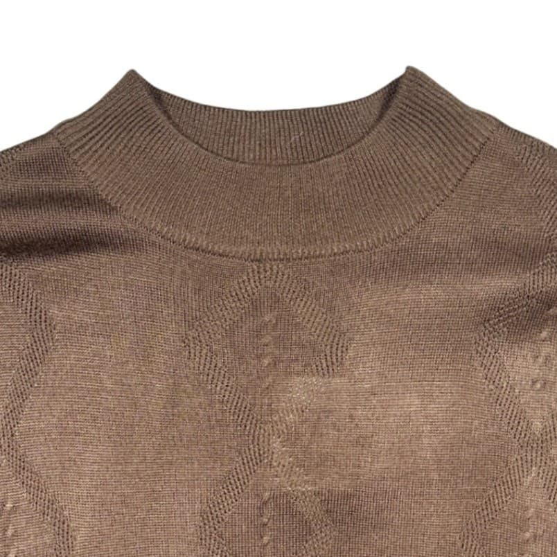 Trust Mock Neck Sweater Mens XL Brown New Diamond Textured Knit BS066 - Thumbnail 4