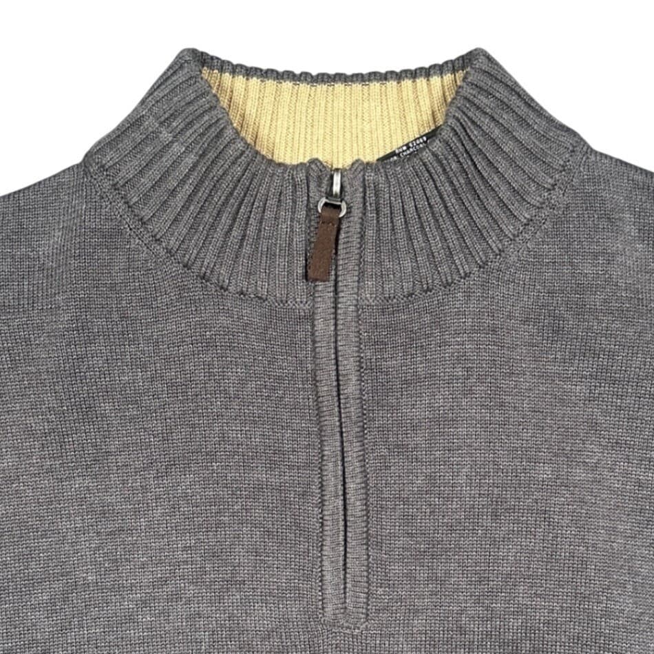 George Quarter-Zip Sweater Mens XL Charcoal Grey New Cotton Blend Mock Neck - Thumbnail 3