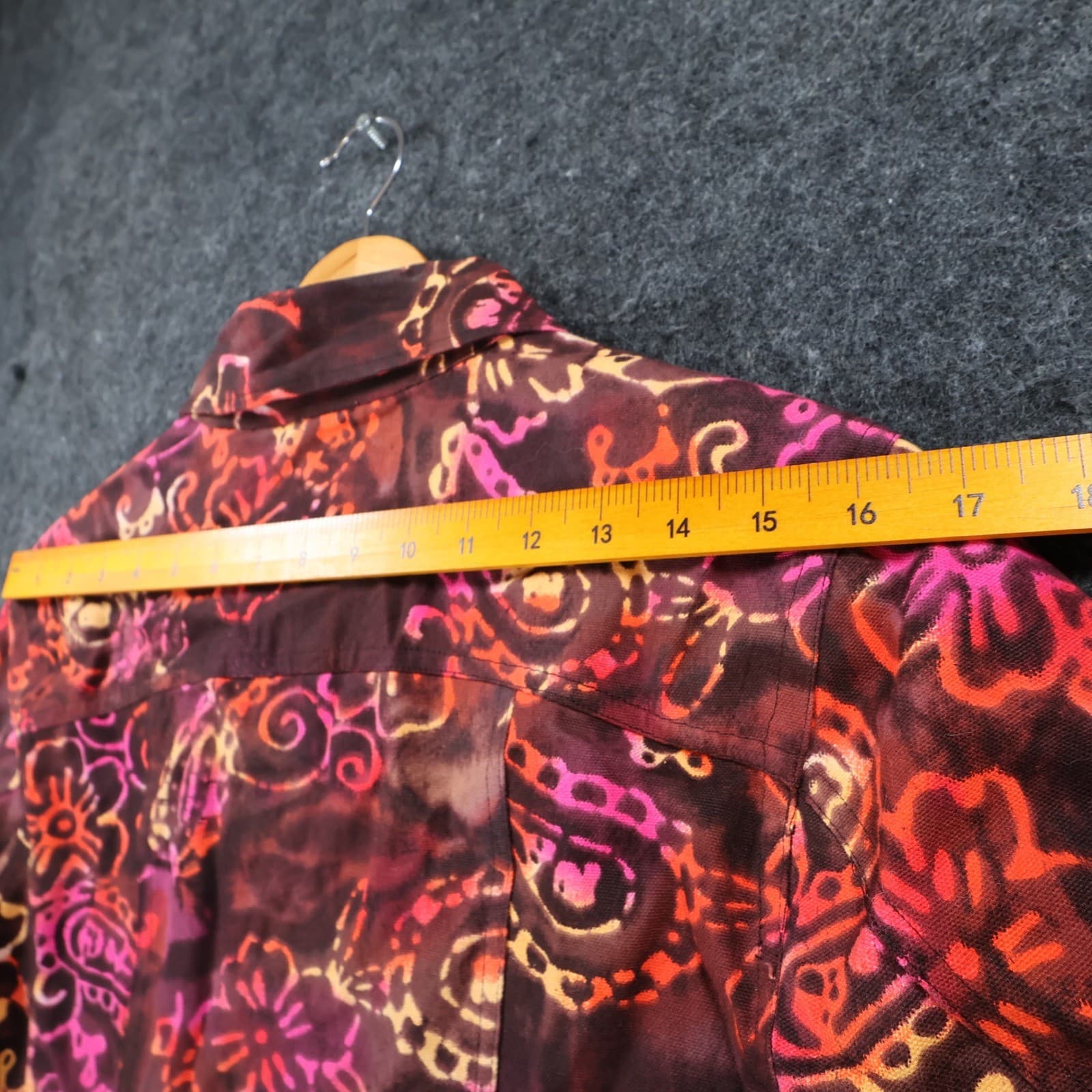 Gaudy Couture Jacket Womens S Maroon Cotton Batik Floral Button Up Boho Artistic - Thumbnail 6
