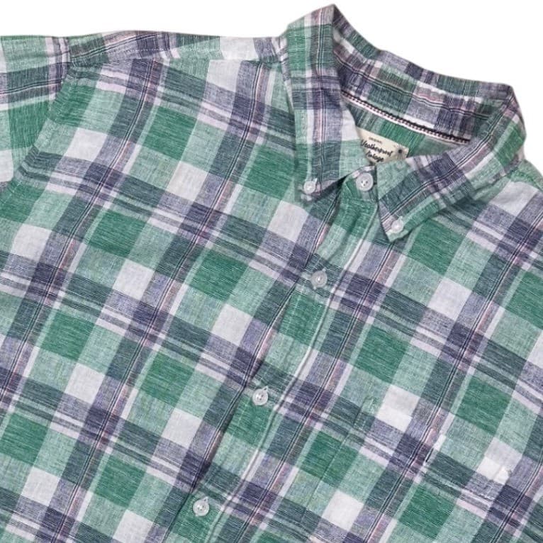 Weatherproof Vintage Mens Plaid Short Sleeve Linen Button Up Shirt Size Large - Thumbnail 5
