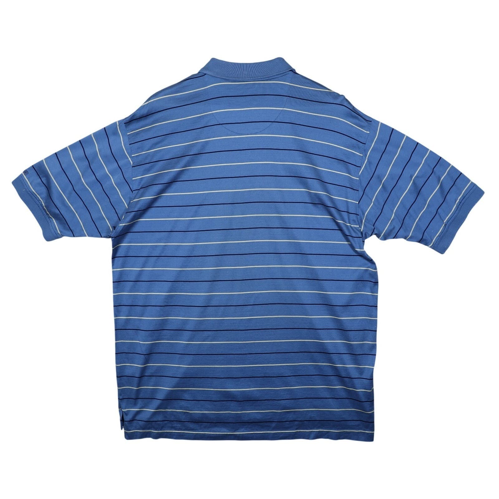 IZOD Mens Premium Cotton Blue Striped Short Sleeve Polo Shirt Size L - Thumbnail 4