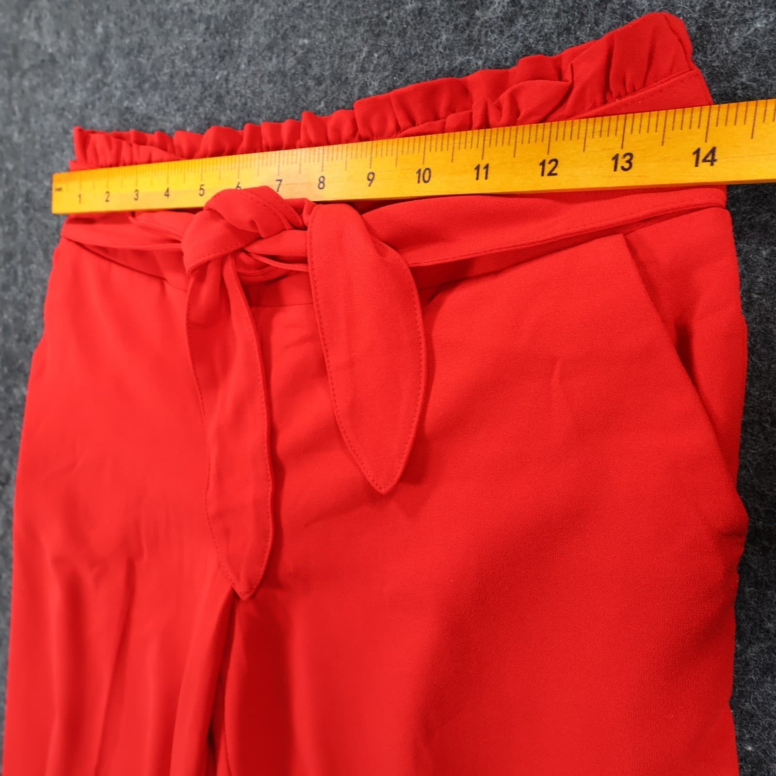 EST. 1946 Pants Womens XS Red Polyester Spandex Wide Leg Paperbag Tie Waist - Thumbnail 6