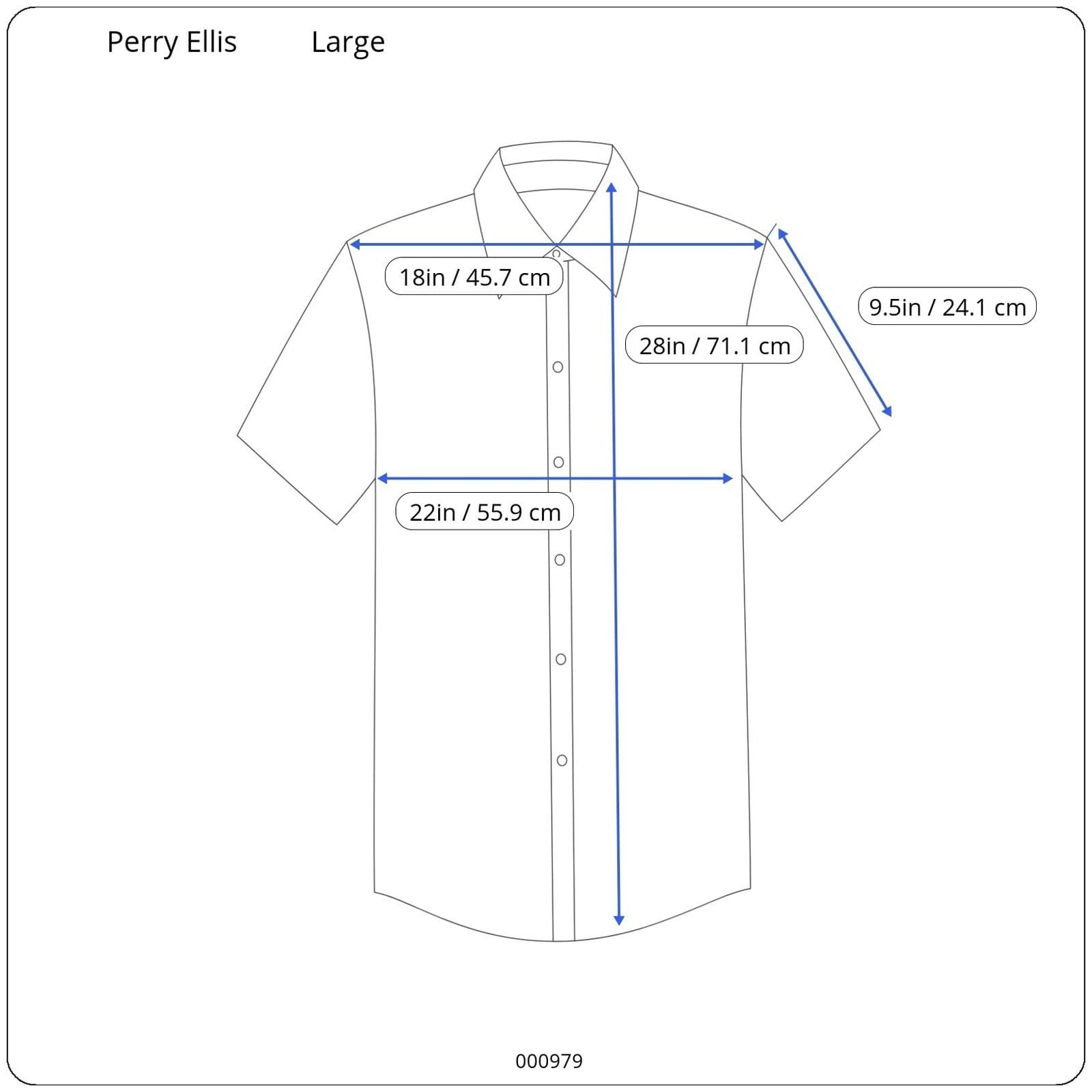 Perry Ellis Mens Polo Shirt Blue Stripe Short Sleeve Button Up Size Large - Thumbnail 8