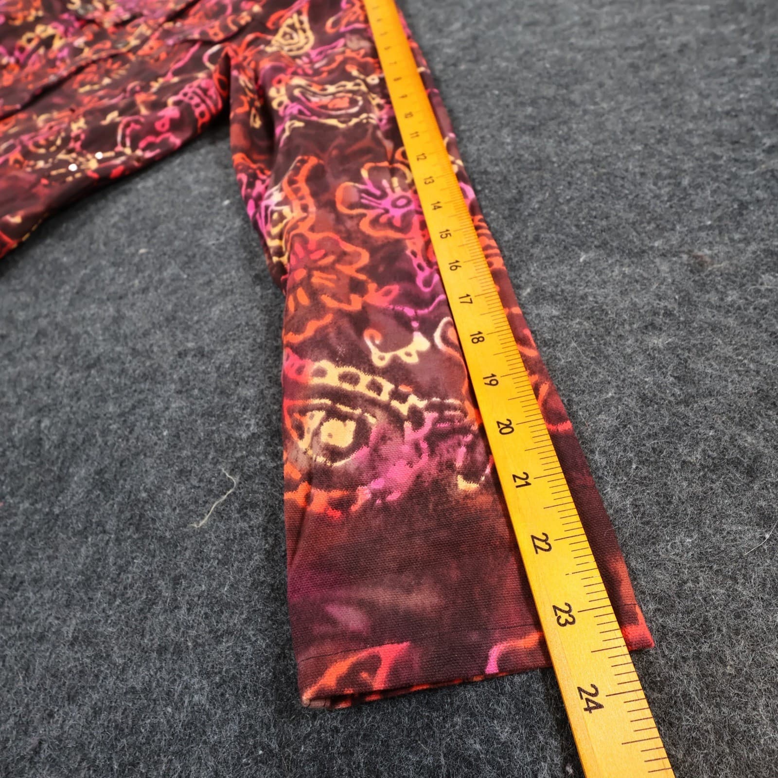 Gaudy Couture Jacket Womens S Maroon Cotton Batik Floral Button Up Boho Artistic - Thumbnail 4