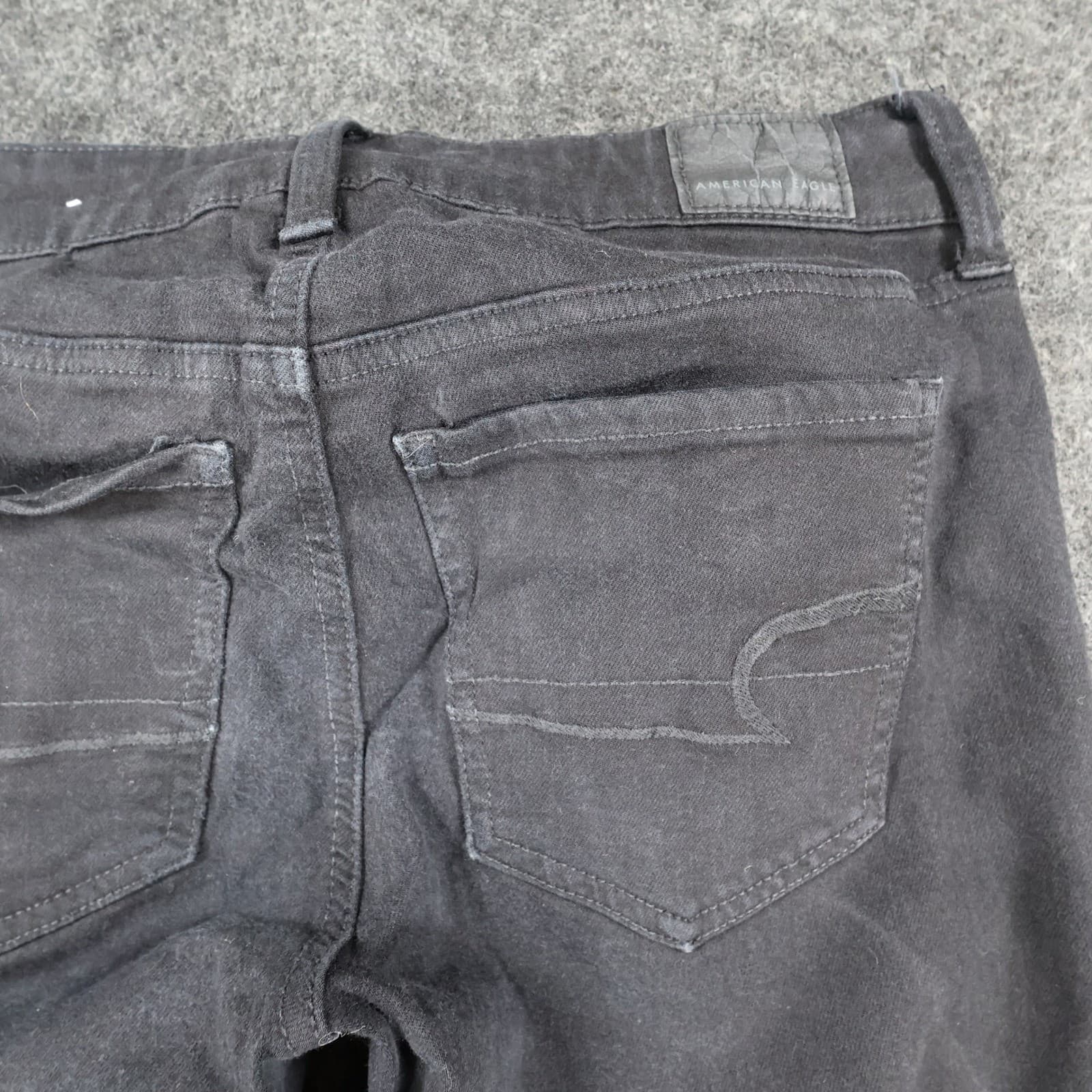 American Eagle Skinny Jeans Womens 6 Black Cotton Blend Distressed Ne(x)t Level - Thumbnail 12