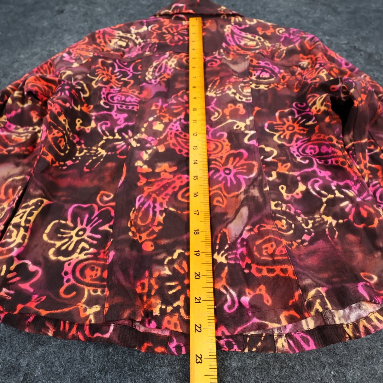 Gaudy Couture Jacket Womens S Maroon Cotton Batik Floral Button Up Boho Artistic - Thumbnail 5
