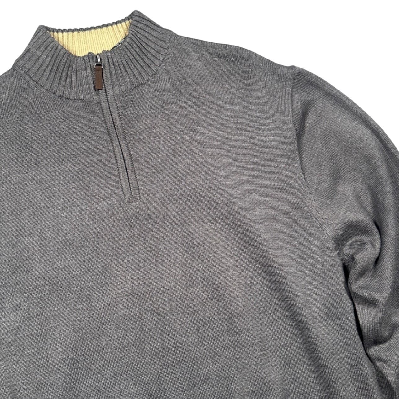 George Quarter-Zip Sweater Mens XL Charcoal Grey New Cotton Blend Mock Neck - Thumbnail 4