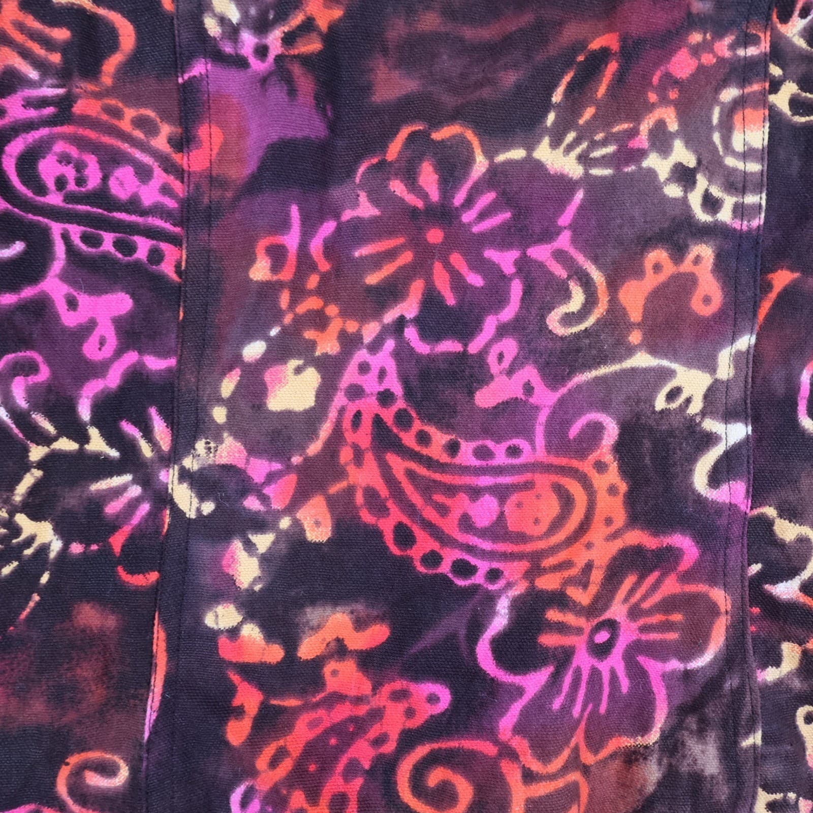 Gaudy Couture Jacket Womens S Maroon Cotton Batik Floral Button Up Boho Artistic - Thumbnail 10