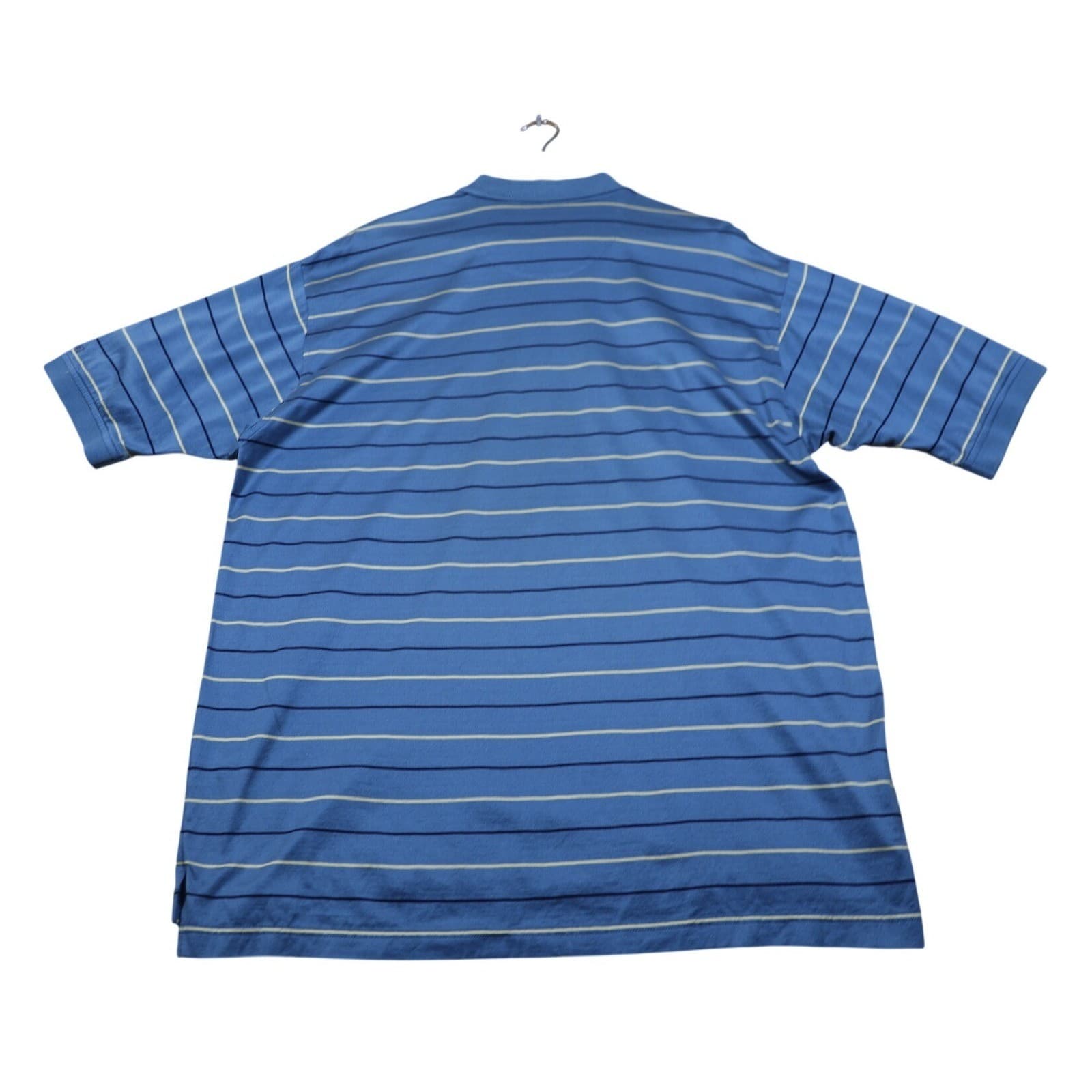 IZOD Mens Premium Cotton Blue Striped Short Sleeve Polo Shirt Size L - Thumbnail 6