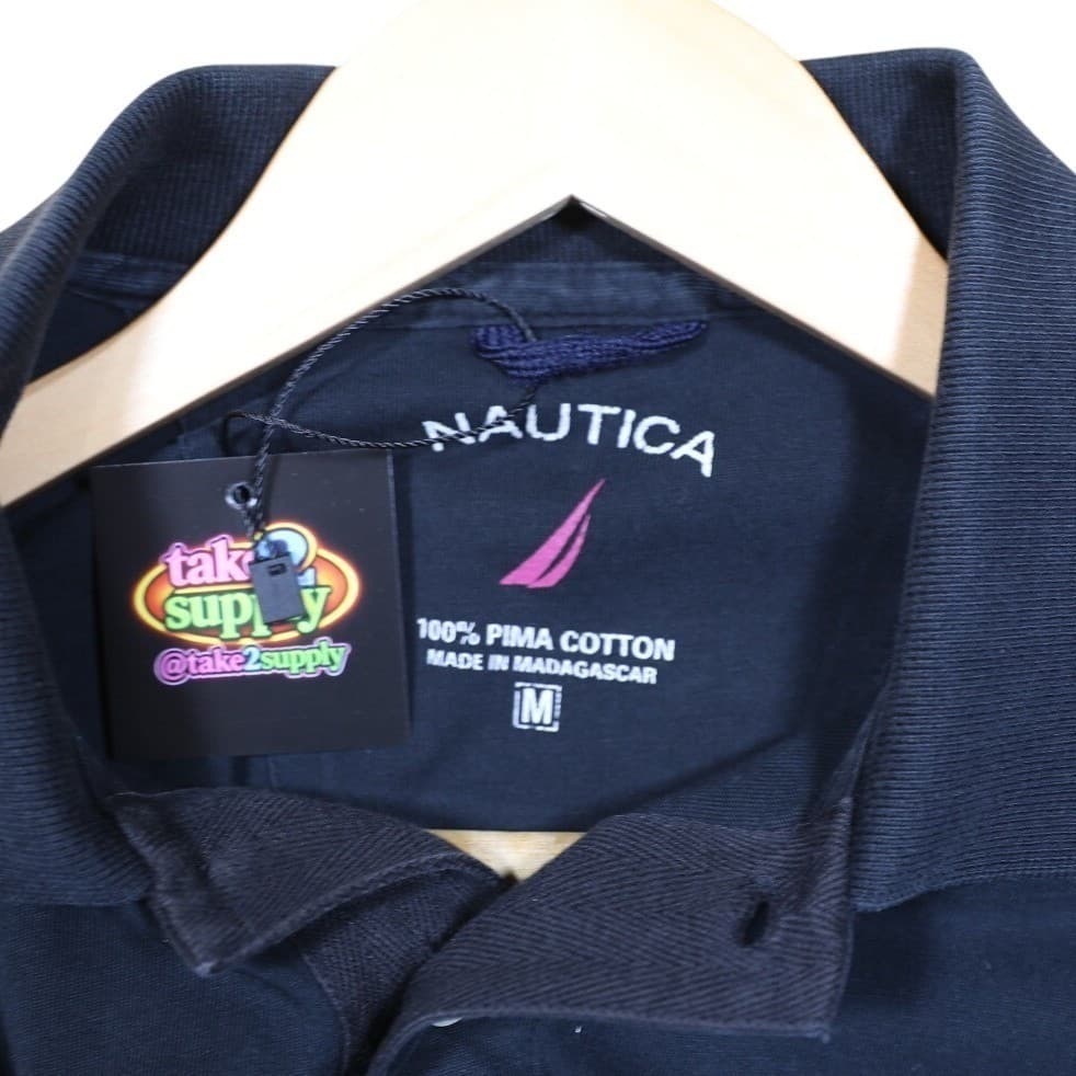 Nautica Mens Black Short Sleeve Pima Cotton Polo Shirt Red Sailboat Logo Size M - Thumbnail 5