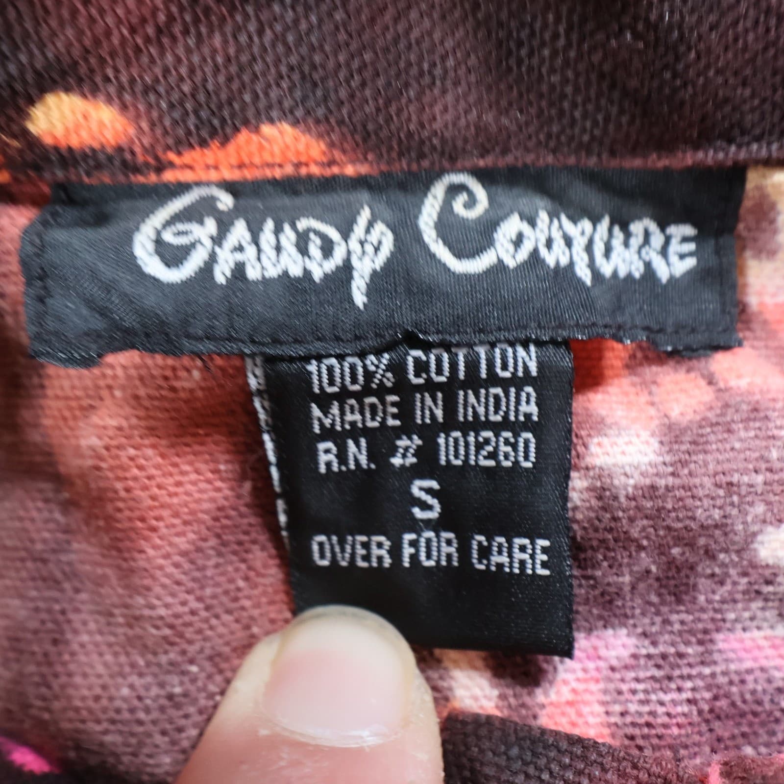 Gaudy Couture Jacket Womens S Maroon Cotton Batik Floral Button Up Boho Artistic - Thumbnail 7