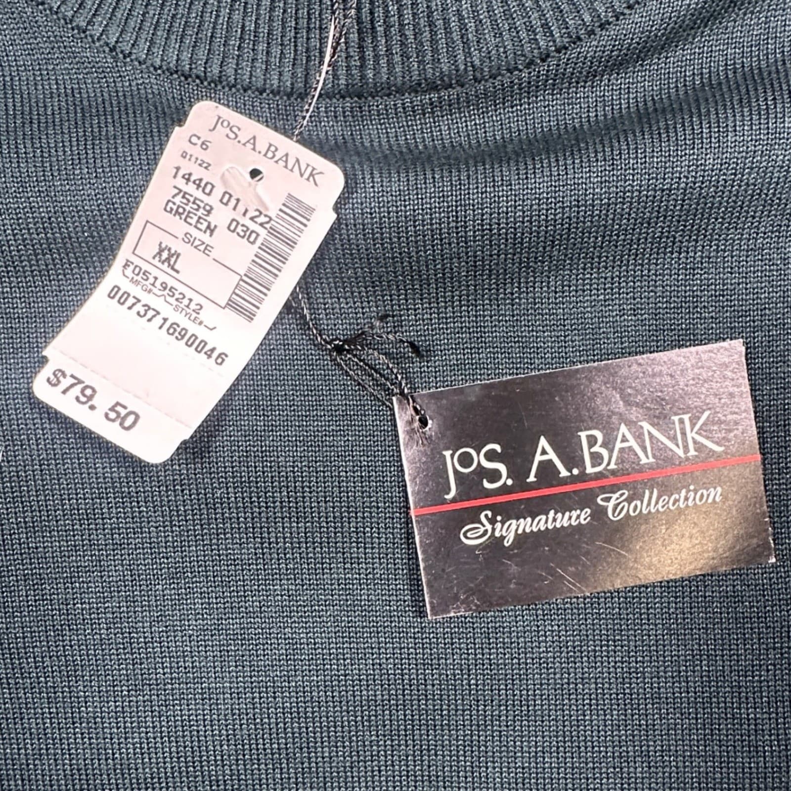Jos. A. Bank Mock Neck Sweater Men XXL Green NEW Silk Signature Collection VTG - Thumbnail 8