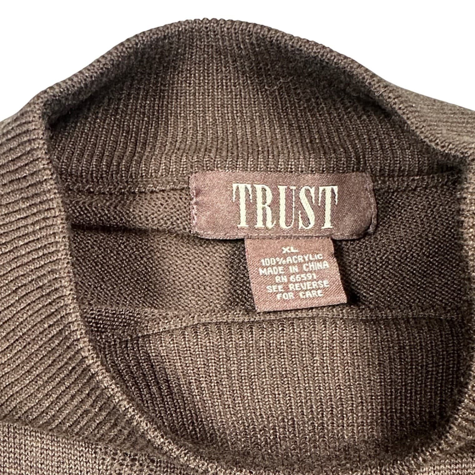 Trust Mock Neck Sweater Mens XL Brown New Diamond Textured Knit BS066 - Thumbnail 7
