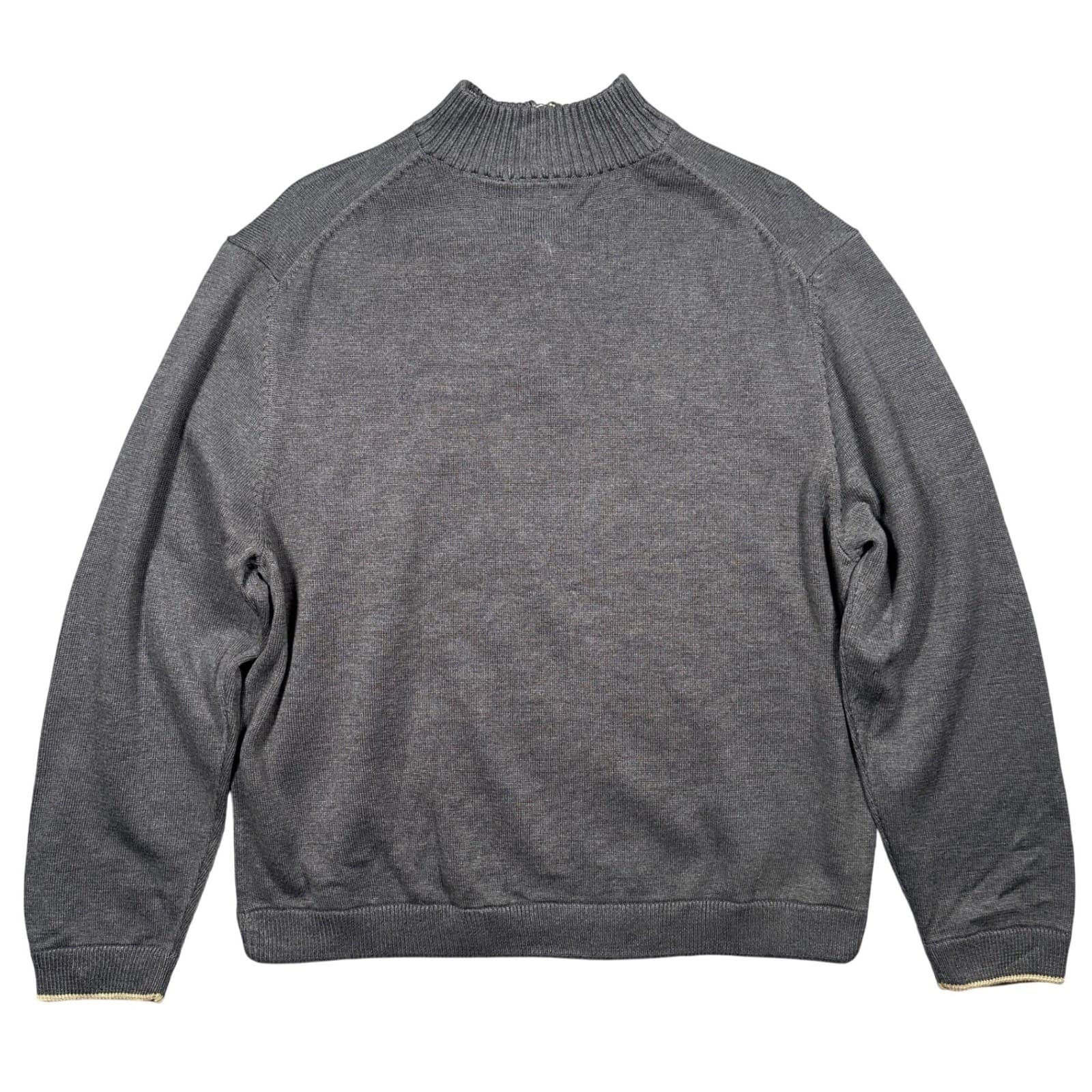 George Quarter-Zip Sweater Mens XL Charcoal Grey New Cotton Blend Mock Neck - Thumbnail 2