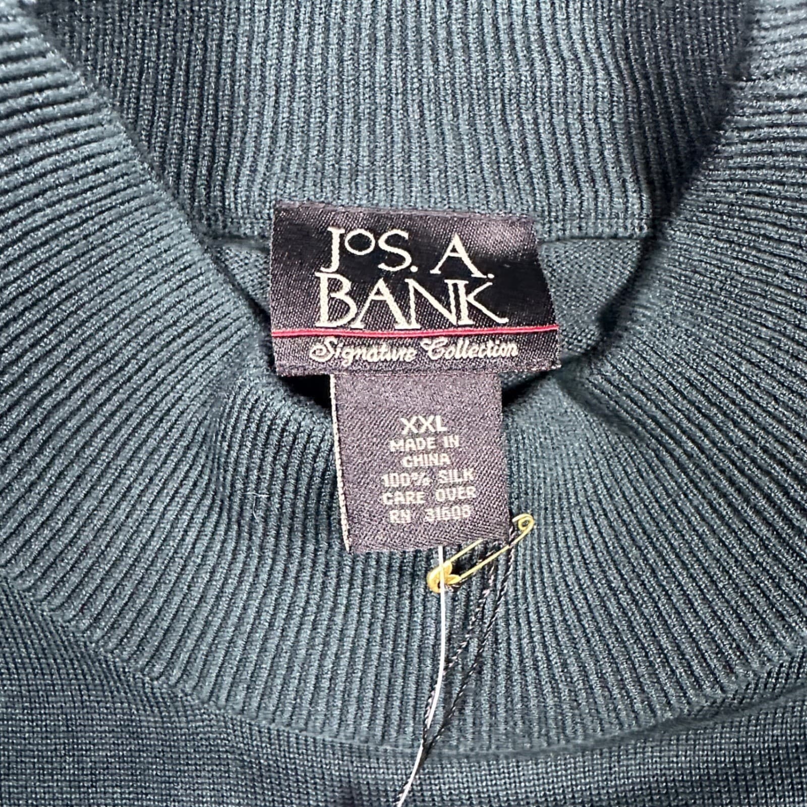 Jos. A. Bank Mock Neck Sweater Men XXL Green NEW Silk Signature Collection VTG - Thumbnail 7
