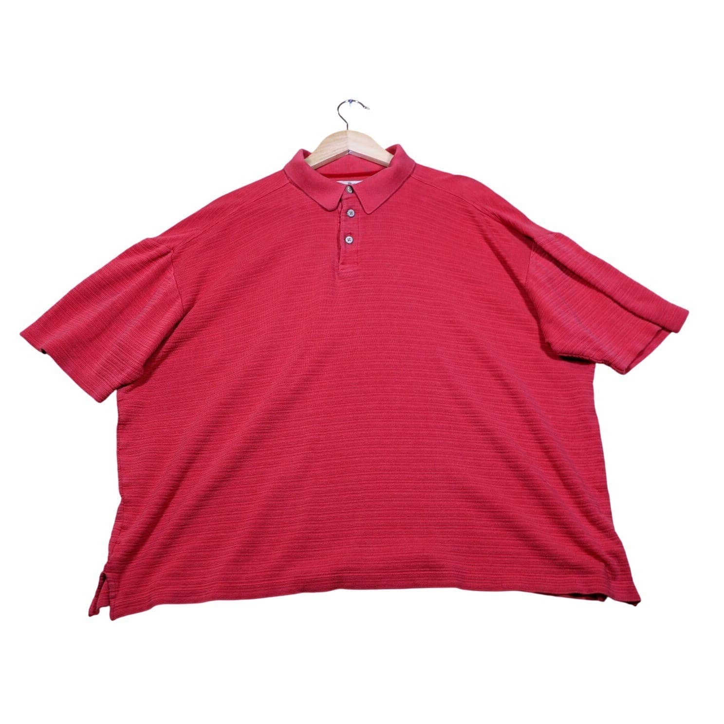 Tommy Bahama Mens XL Red Textured Short Sleeve Silk Blend Polo Shirt - Thumbnail 5