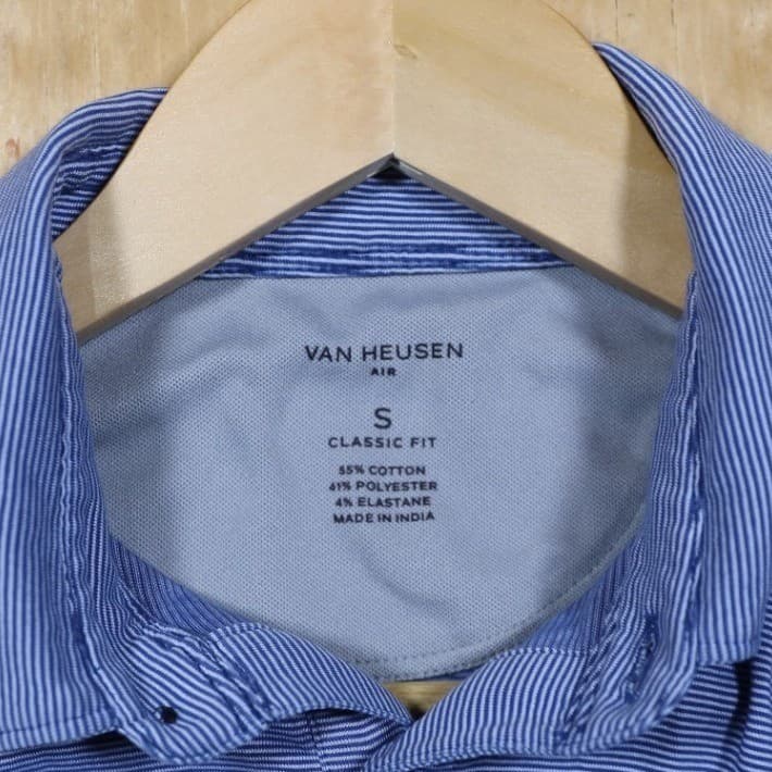 VAN HEUSEN AIR Mens Classic Fit Blue Stripe Polo Shirt Size S - Thumbnail 7