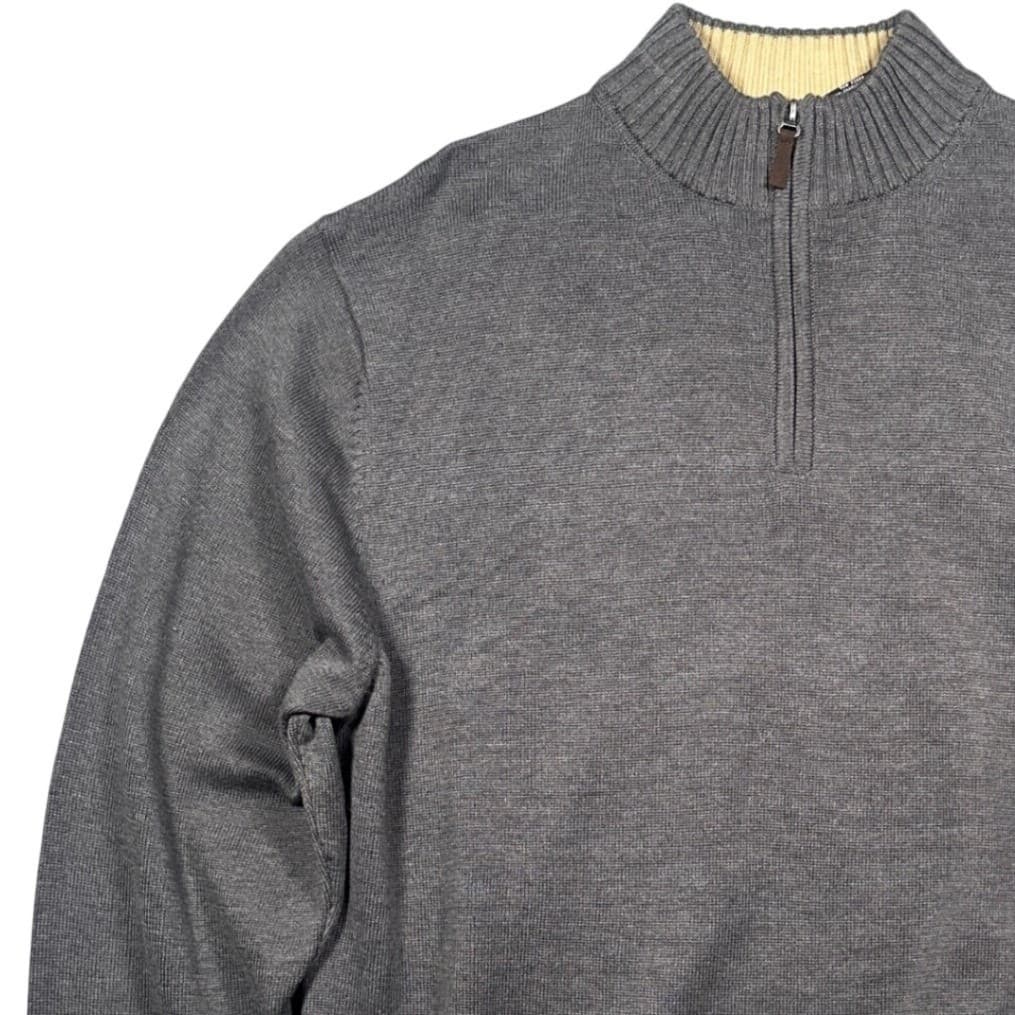 George Quarter-Zip Sweater Mens XL Charcoal Grey New Cotton Blend Mock Neck - Thumbnail 5