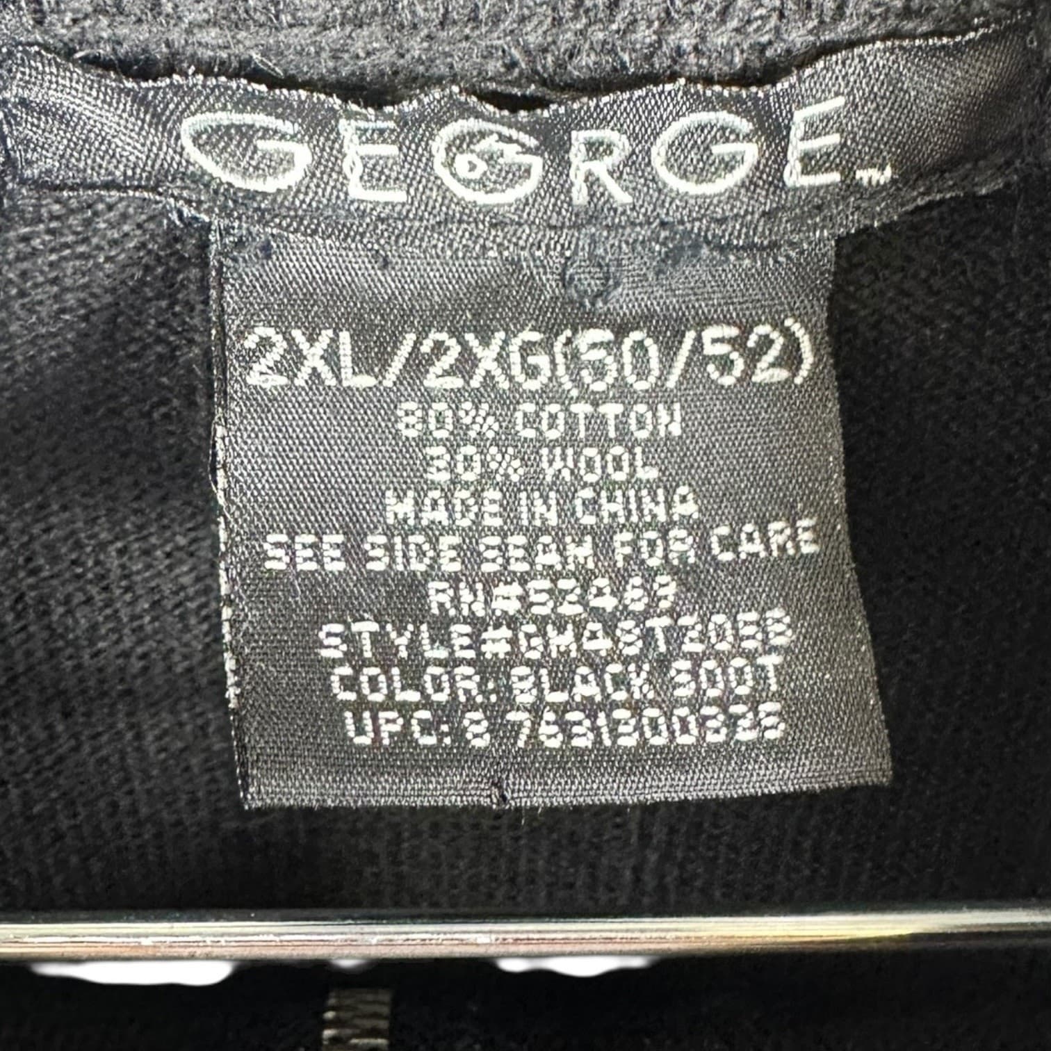 George Men’s 2XL Black Ribbed Quarter Zip Cotton Wool Sweater - Thumbnail 3