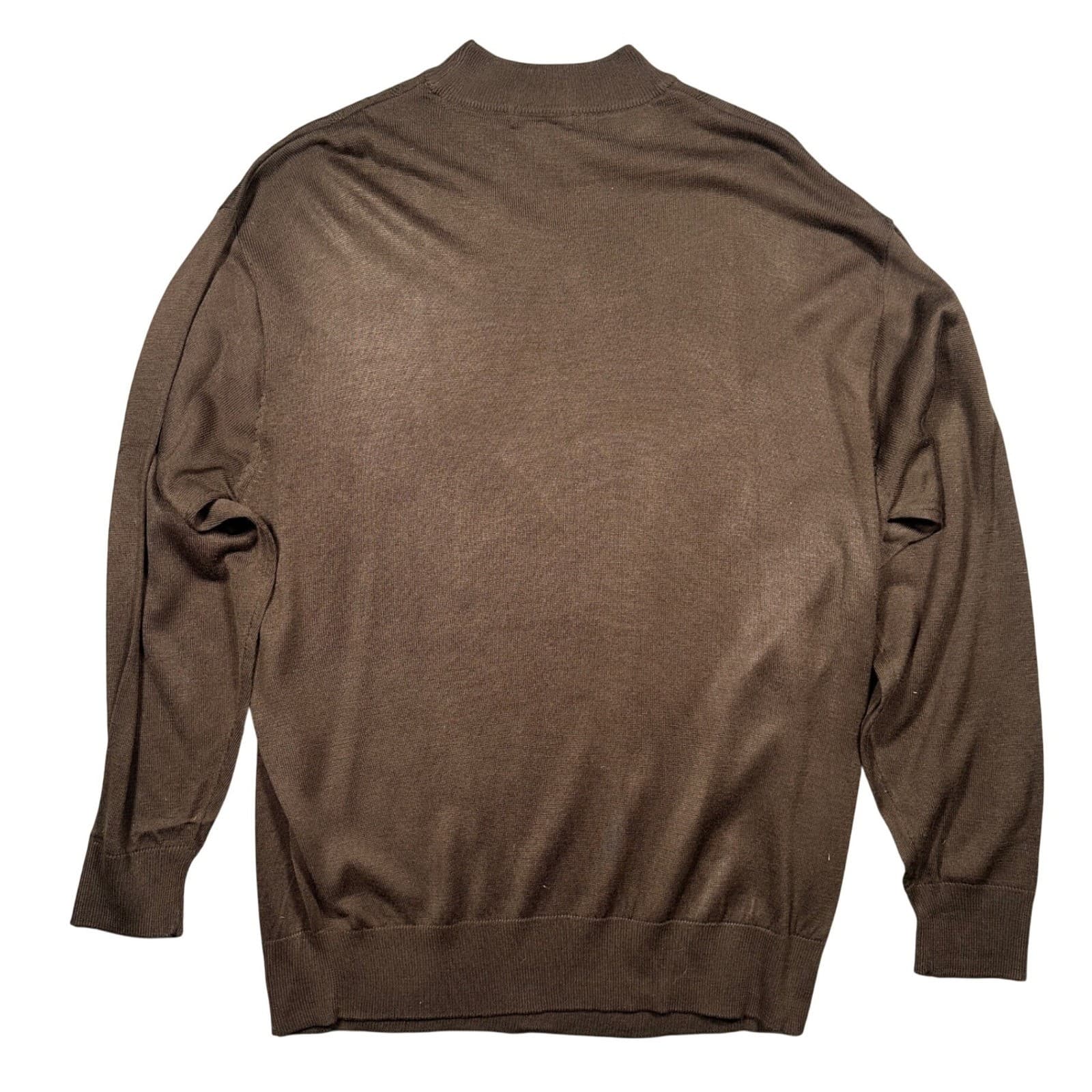 Trust Mock Neck Sweater Mens XL Brown New Diamond Textured Knit BS066 - Thumbnail 2