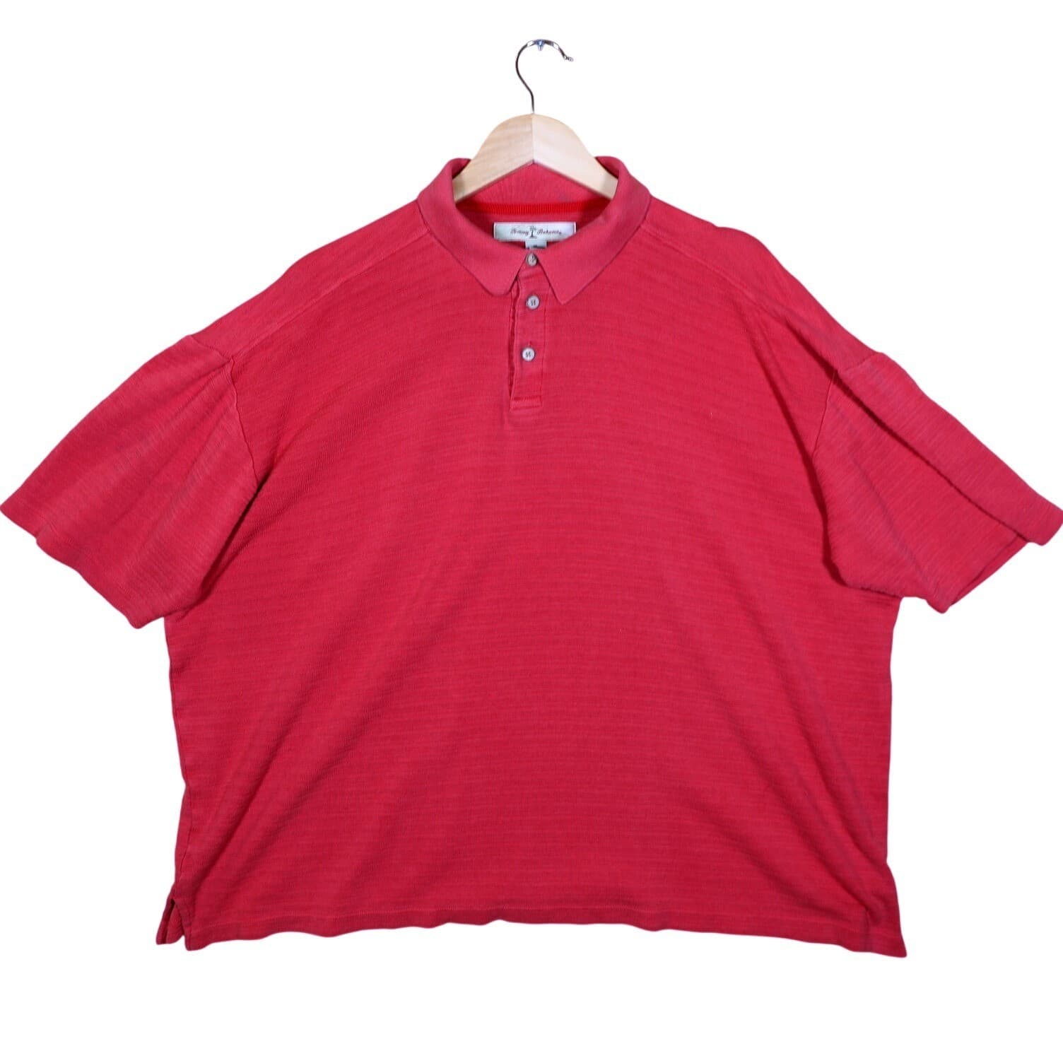 Tommy Bahama Mens XL Red Textured Short Sleeve Silk Blend Polo Shirt - Thumbnail 3