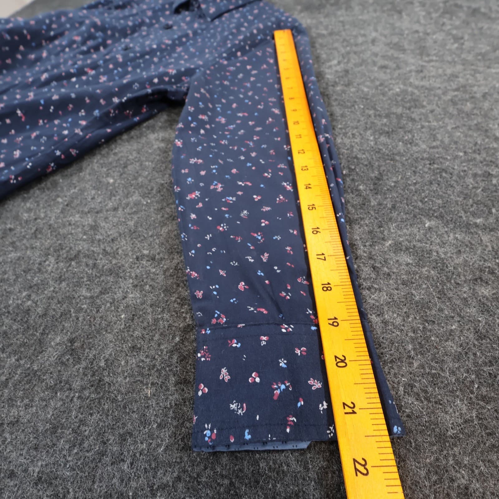 English Laundry Button Down Shirt Mens Medium Navy Blue Cotton Slim Fit Floral - Thumbnail 4