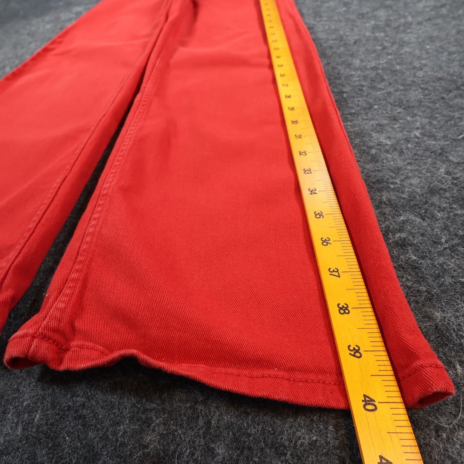 H&M Divided Wide Leg Jeans Womens Size 2 Red Cotton High Rise Stretch Denim - Thumbnail 3