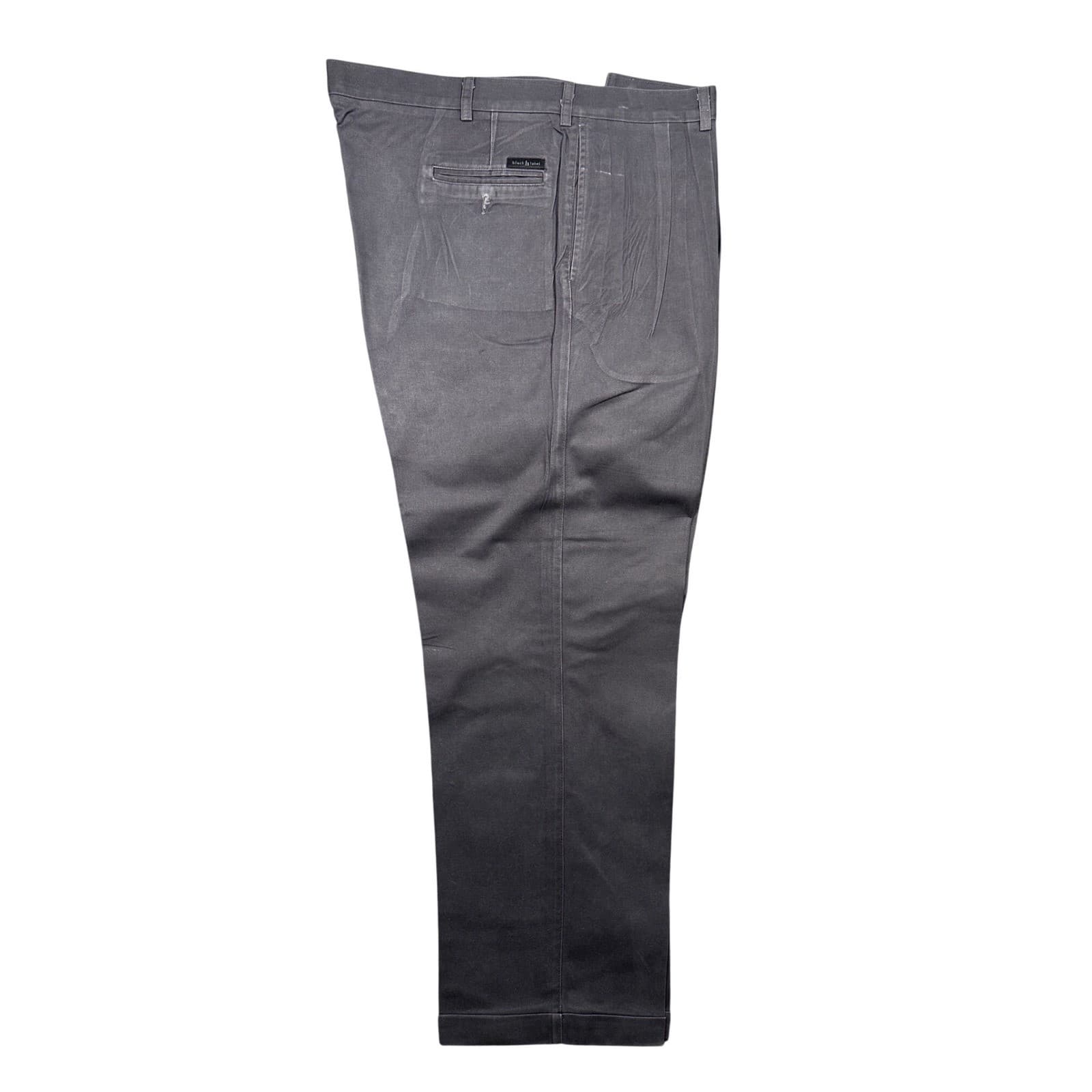 Haggar Black Label Pleated Dress Pants Mens 44x32 Gray Cotton Cuffed - Thumbnail 3
