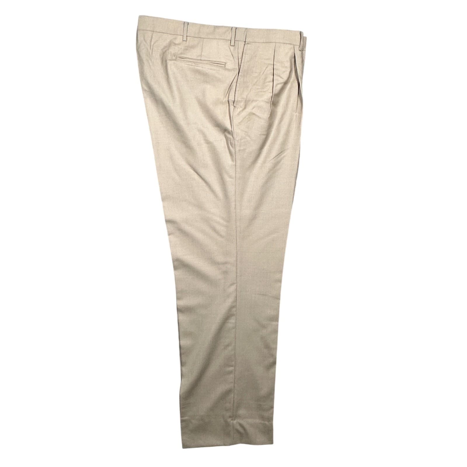 Norm Thompson Pleated Dress Pants Mens 44 Long Tan Worsted Wool Blend - Thumbnail 4