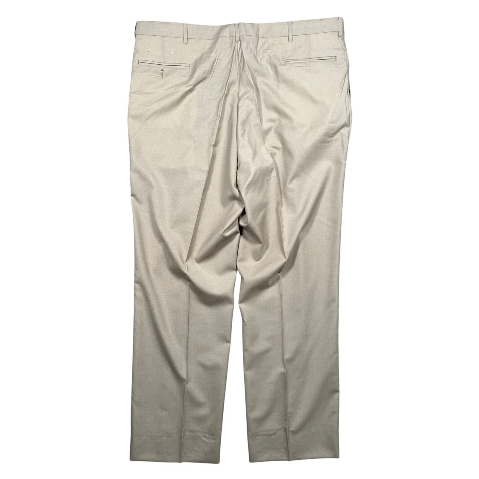 Norm Thompson Pleated Dress Pants Mens 44 Long Tan Worsted Wool Blend - Thumbnail 2
