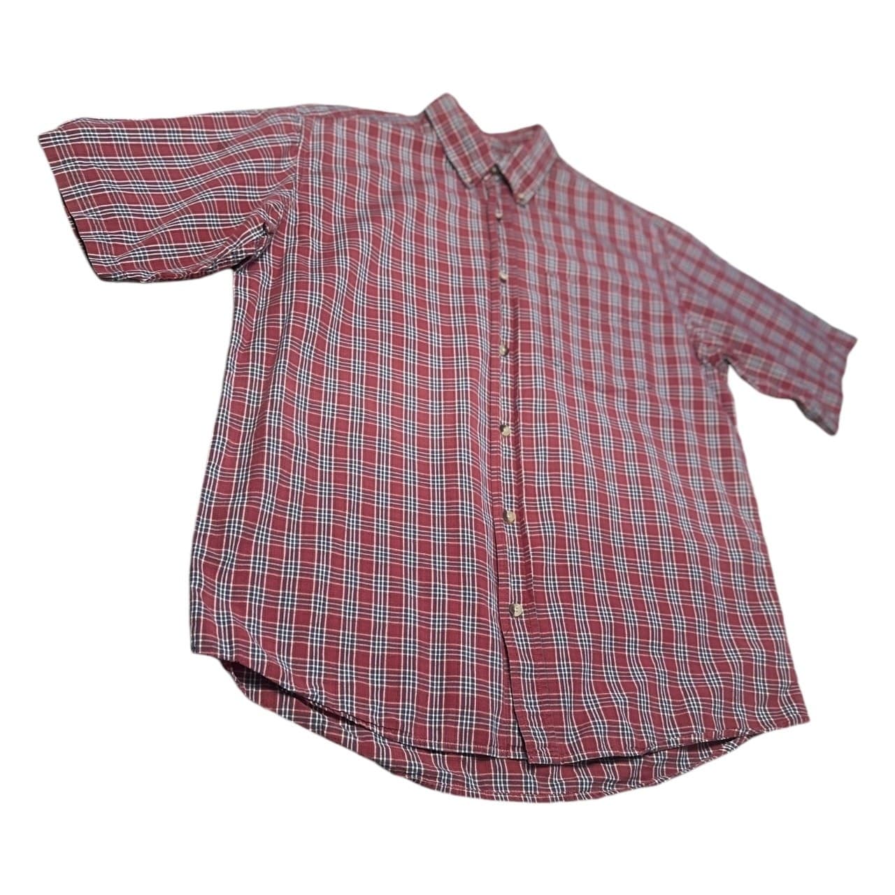 Bob Timberlake Men's L Red Plaid Button-Down Short Sleeve Shirt - Thumbnail 2