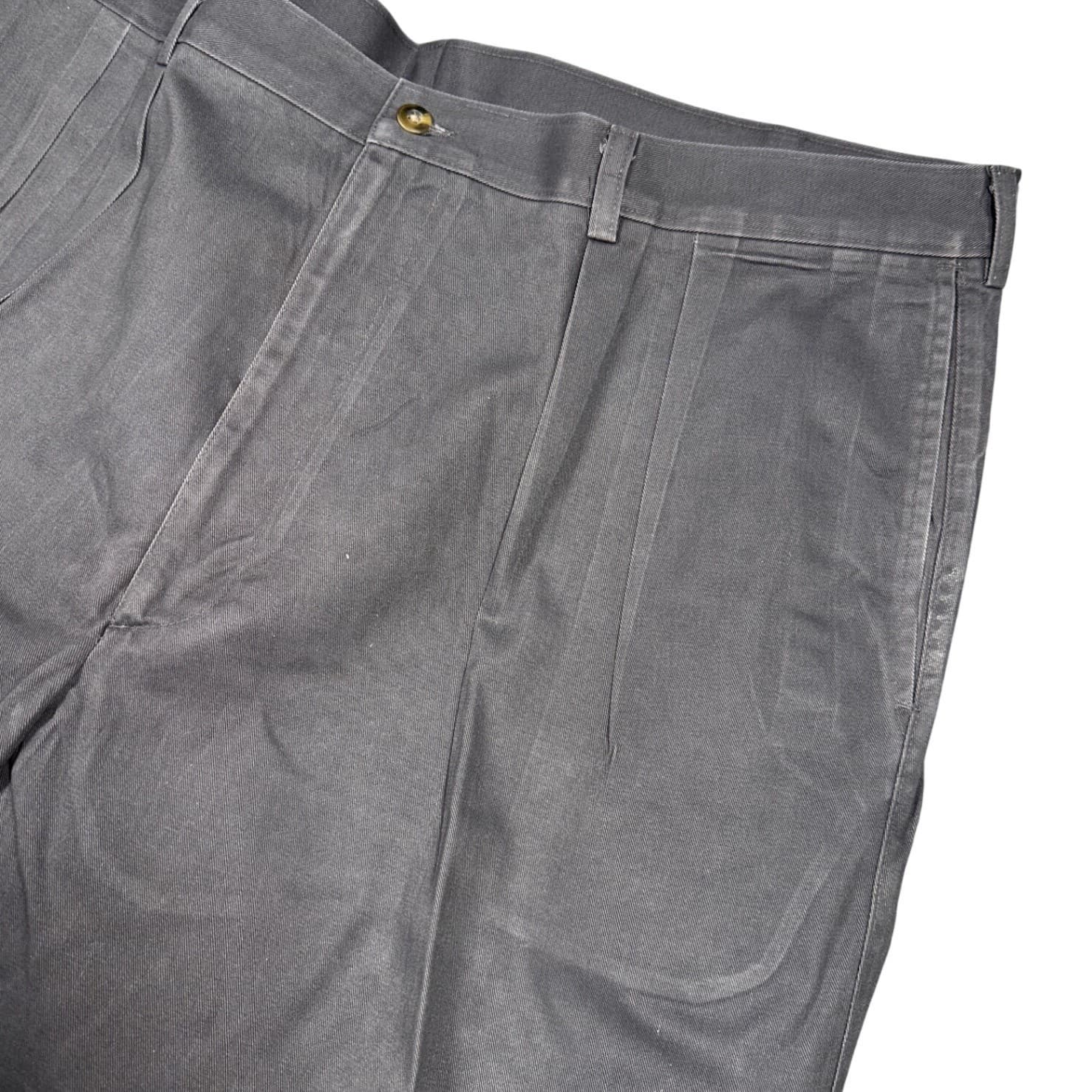 Haggar Black Label Pleated Dress Pants Mens 44x32 Gray Cotton Cuffed - Thumbnail 5