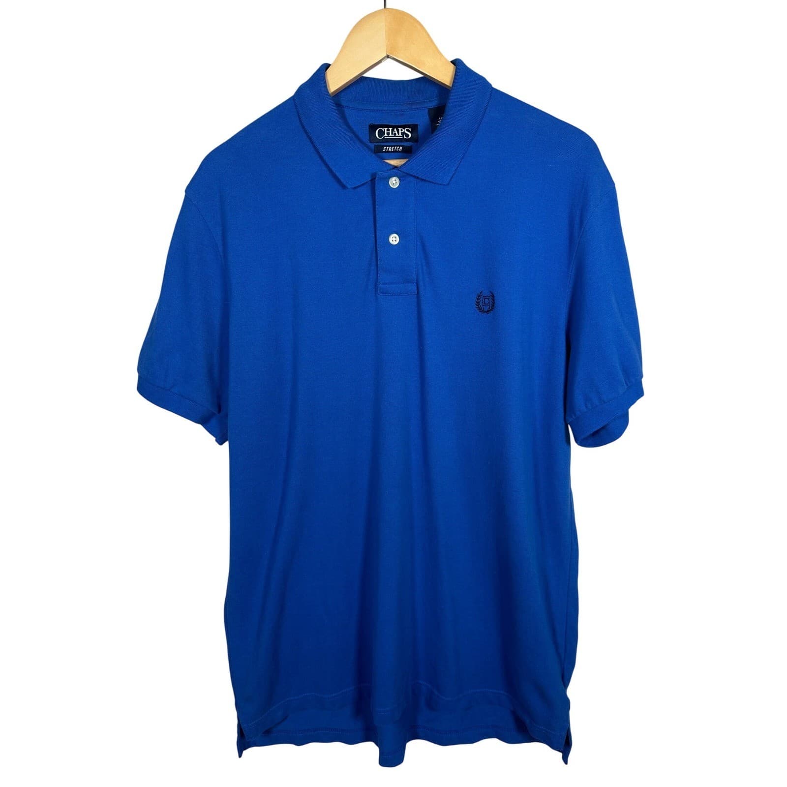 Chaps Mens Royal Blue Stretch Polo Shirt Classic Logo Short Sleeve Size L - Thumbnail 2