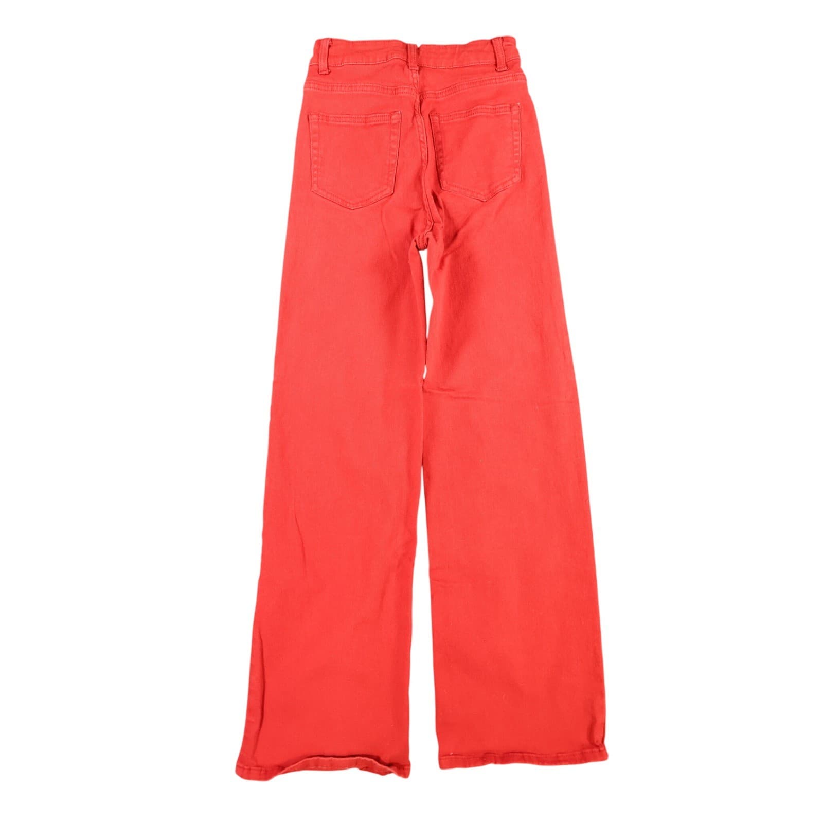 H&M Divided Wide Leg Jeans Womens Size 2 Red Cotton High Rise Stretch Denim - Thumbnail 2