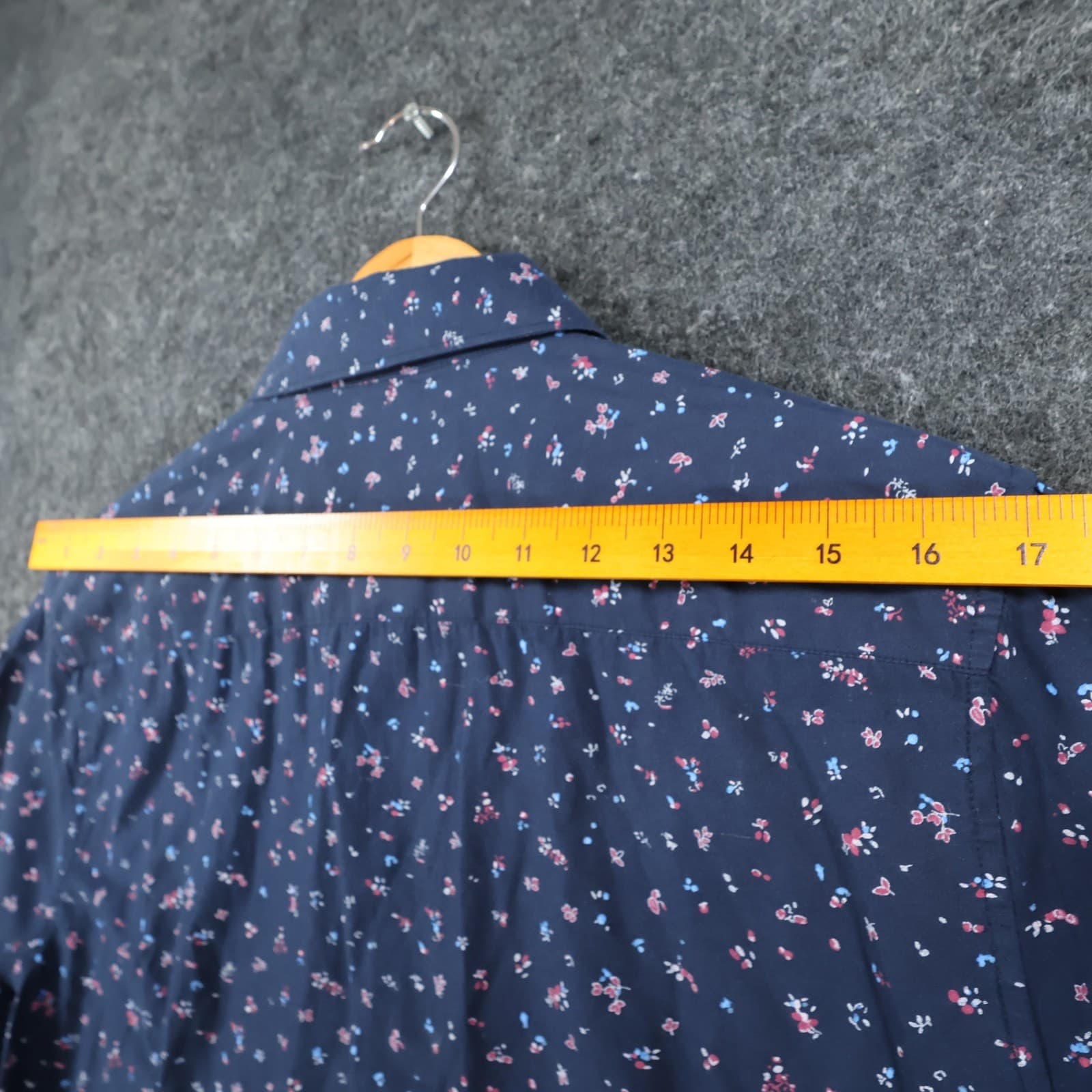 English Laundry Button Down Shirt Mens Medium Navy Blue Cotton Slim Fit Floral - Thumbnail 5